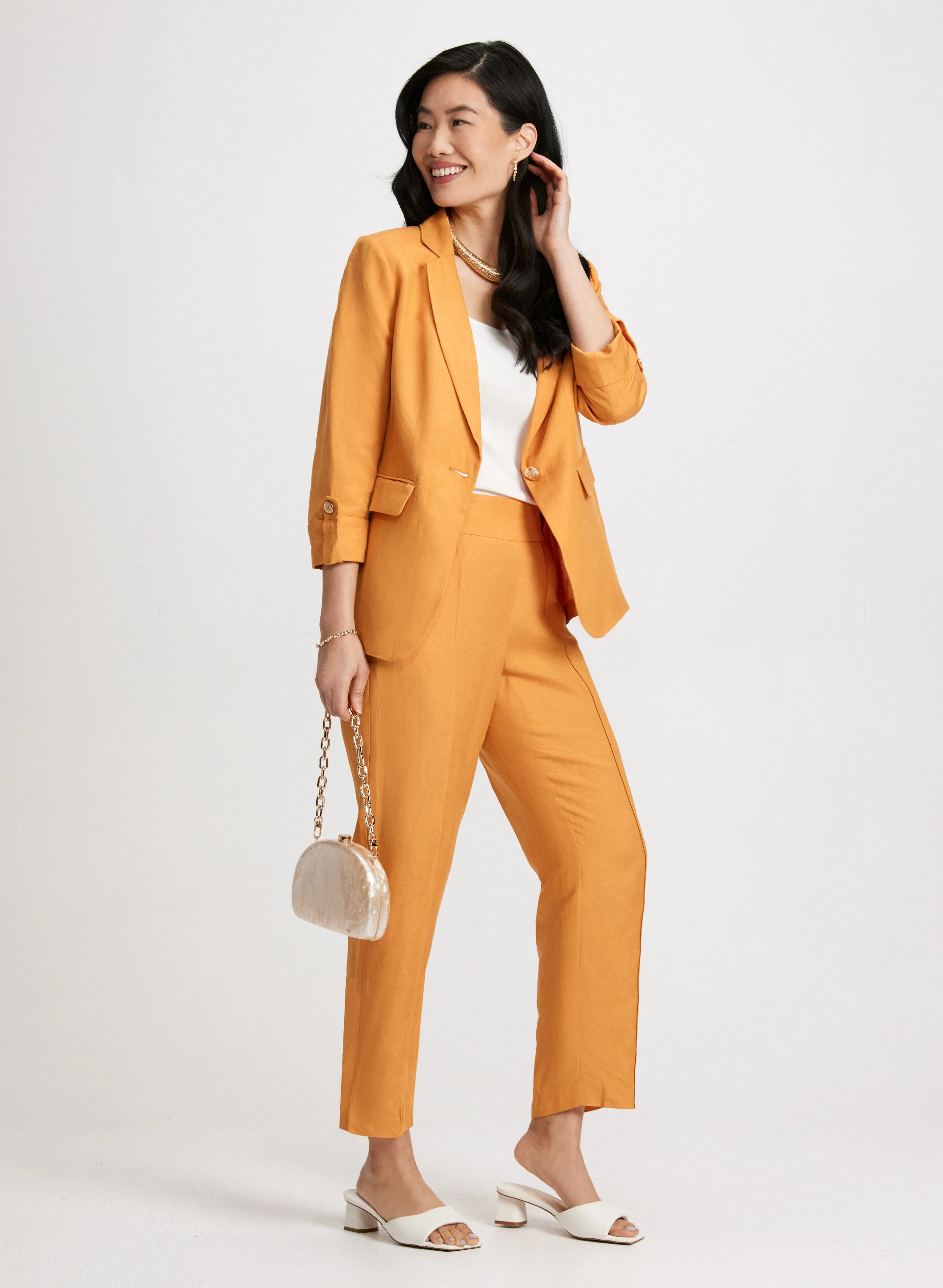 Linen-Blend Blazer & Pull-On Pants