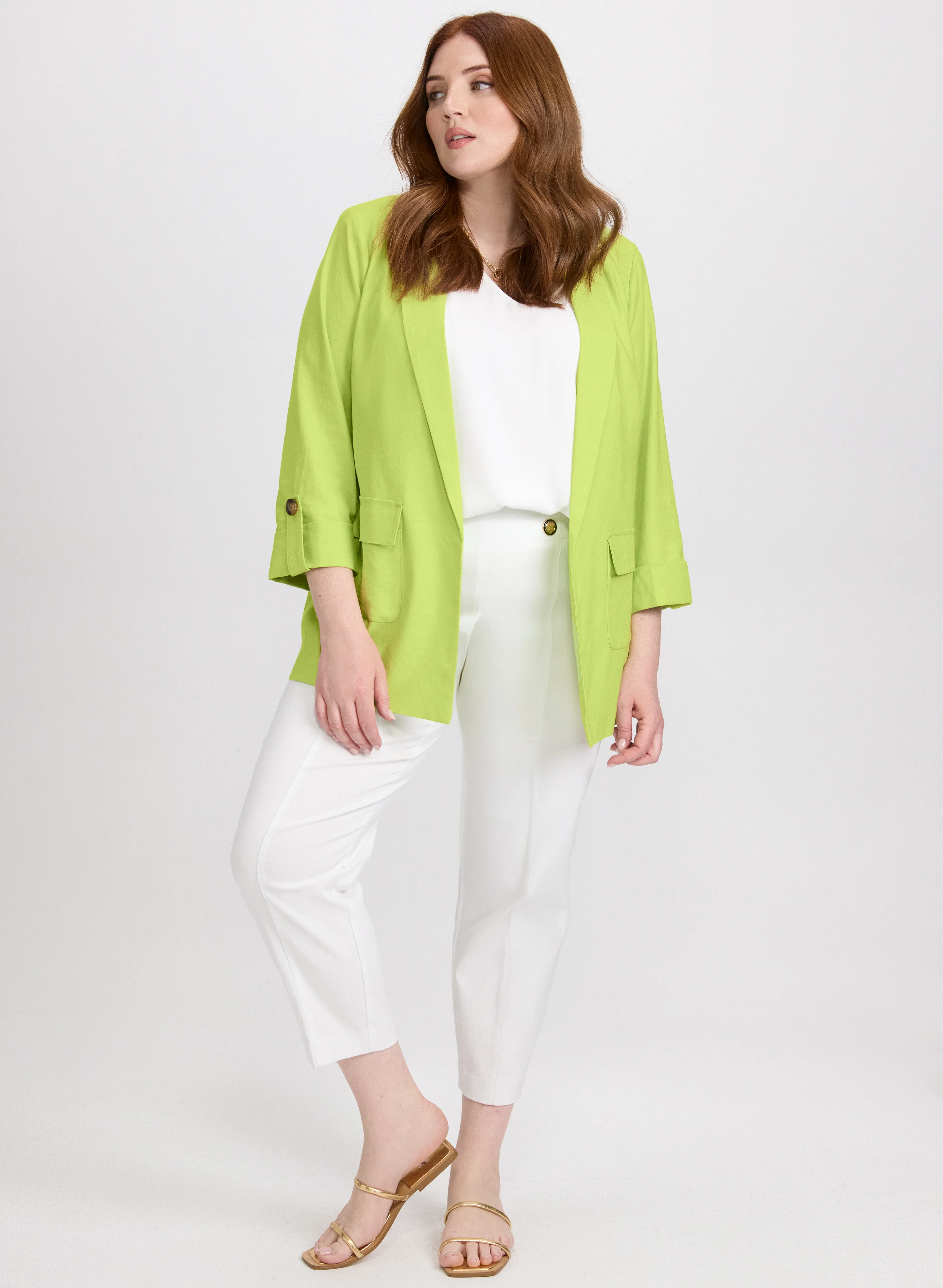 Linen-Blend Blazer & Sofia Slim-Leg Pants