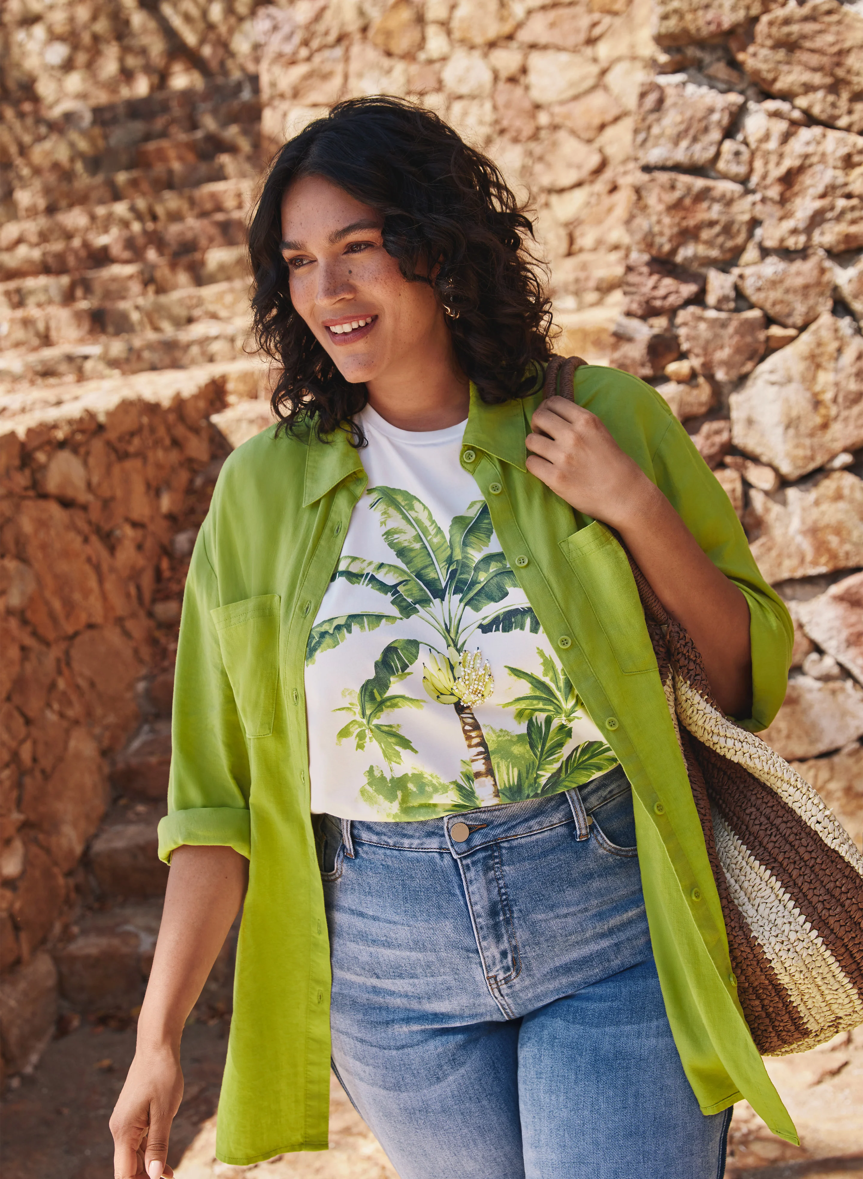 Linen-Blend Button-Down Blouse - Image 2