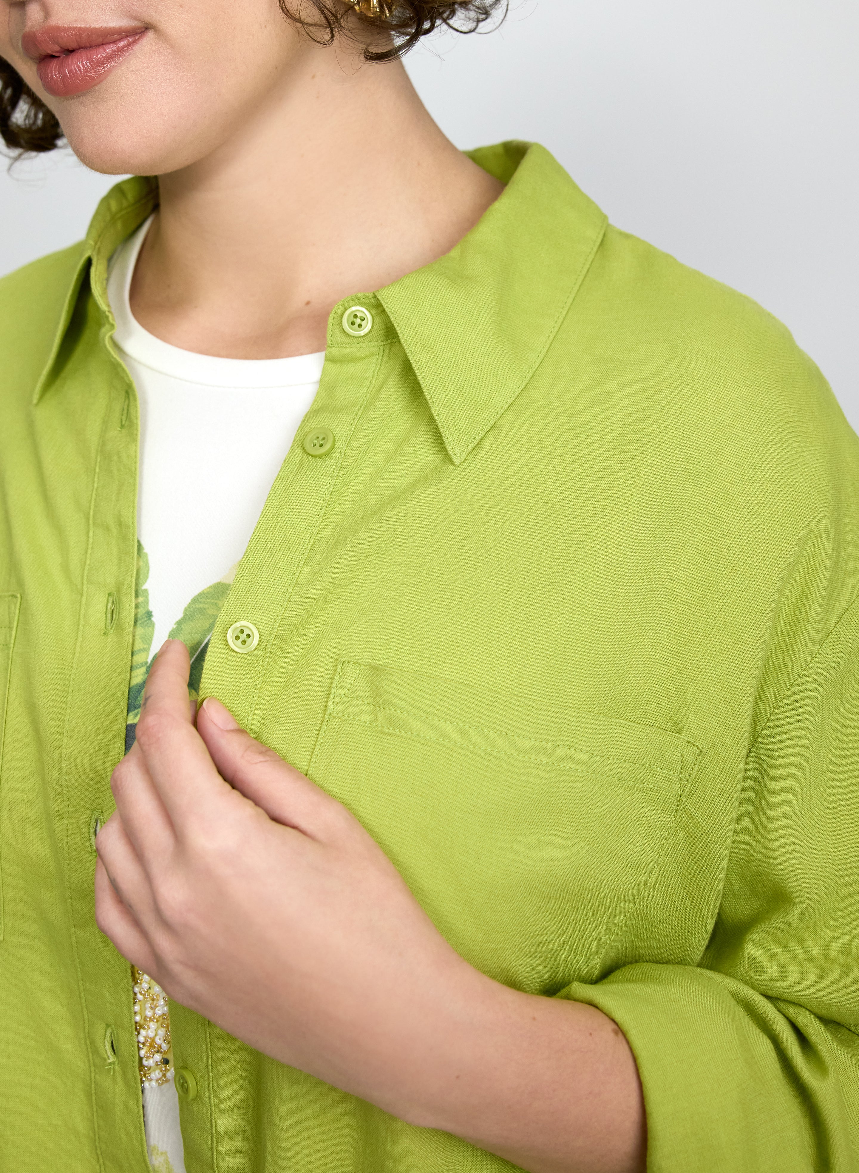 Linen-Blend Button-Down Blouse - Image 5