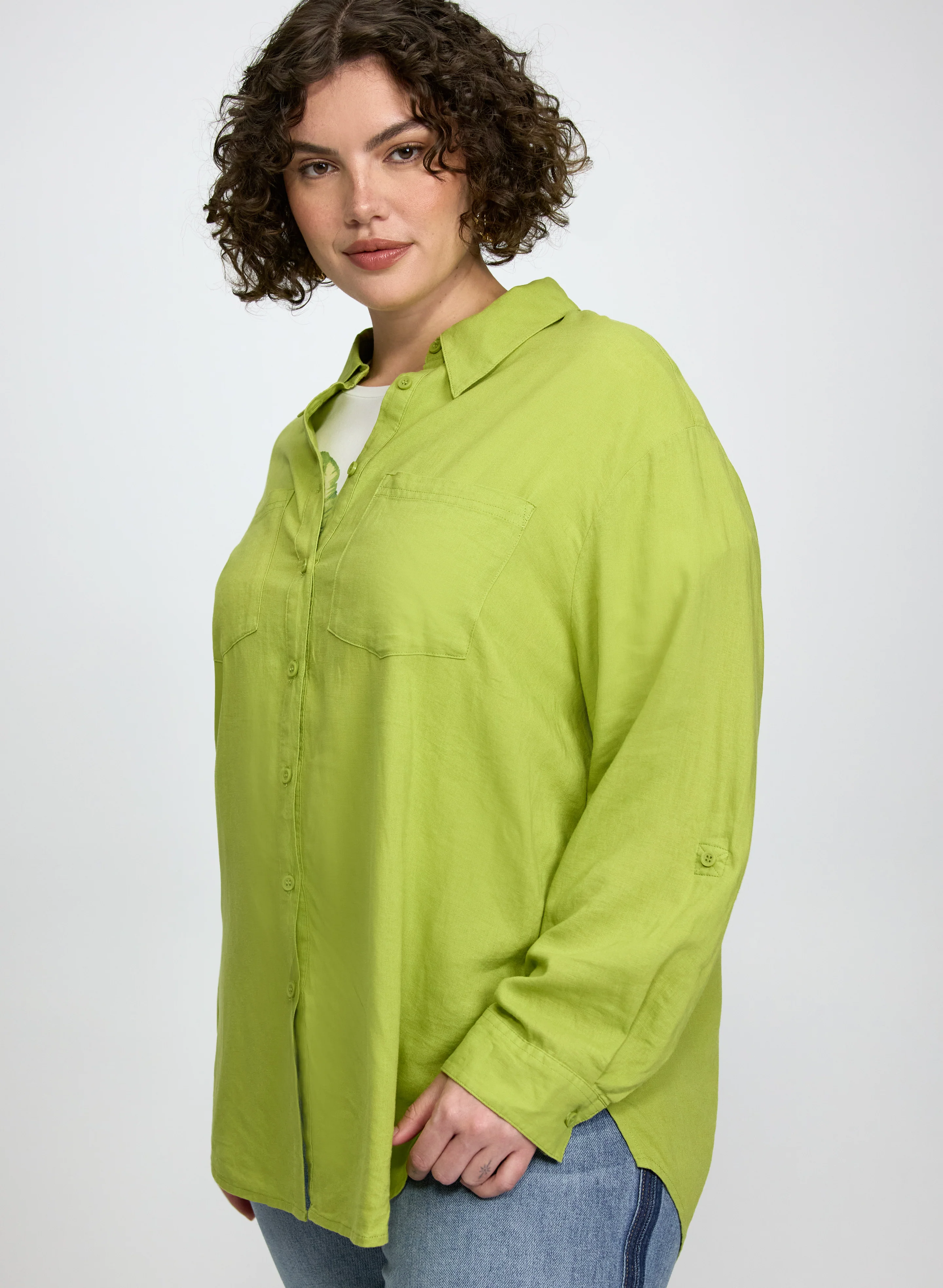 Linen-Blend Button-Down Blouse - Image 9