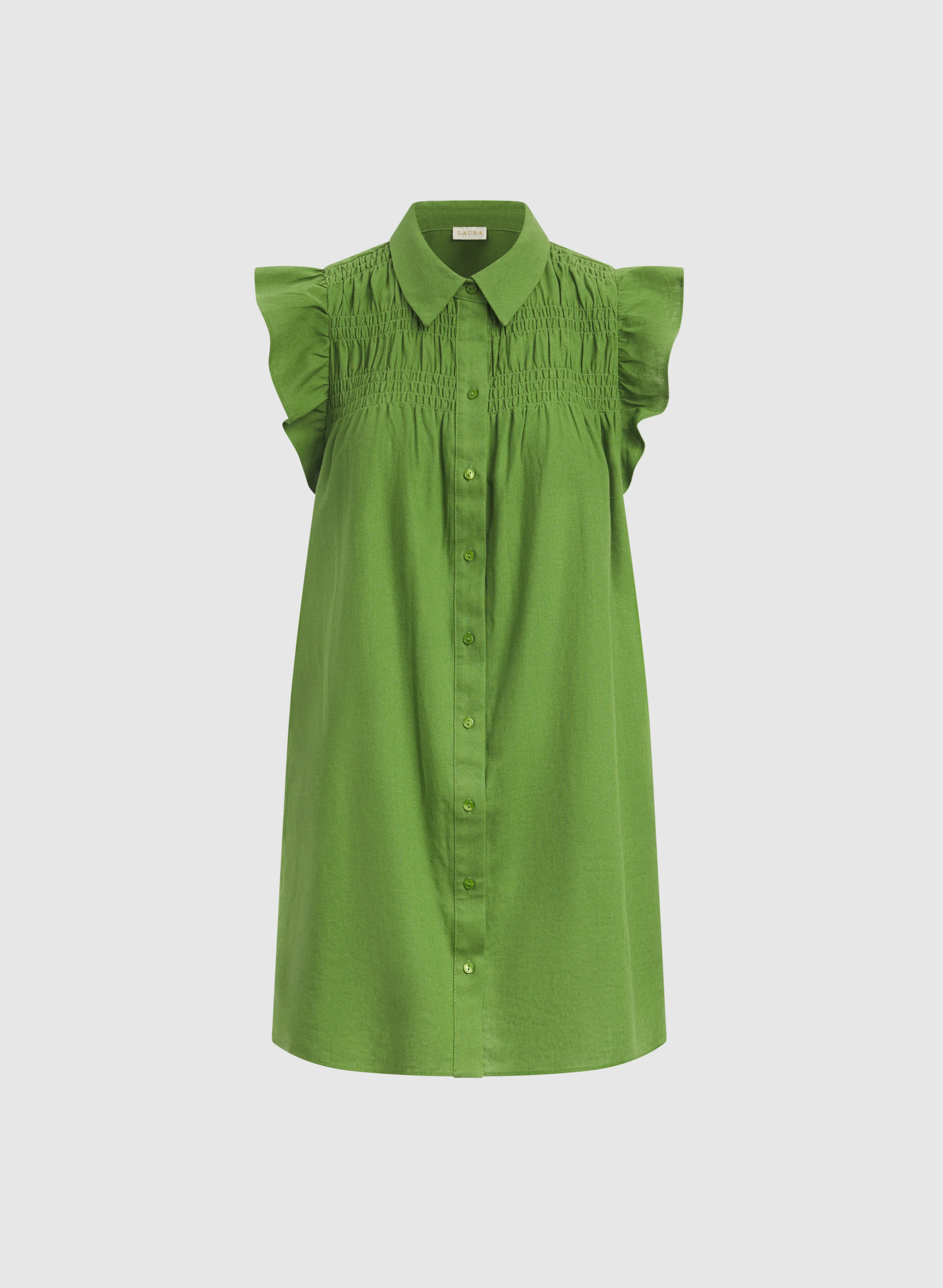 Linen-Blend Button-Down Dress - Image 6