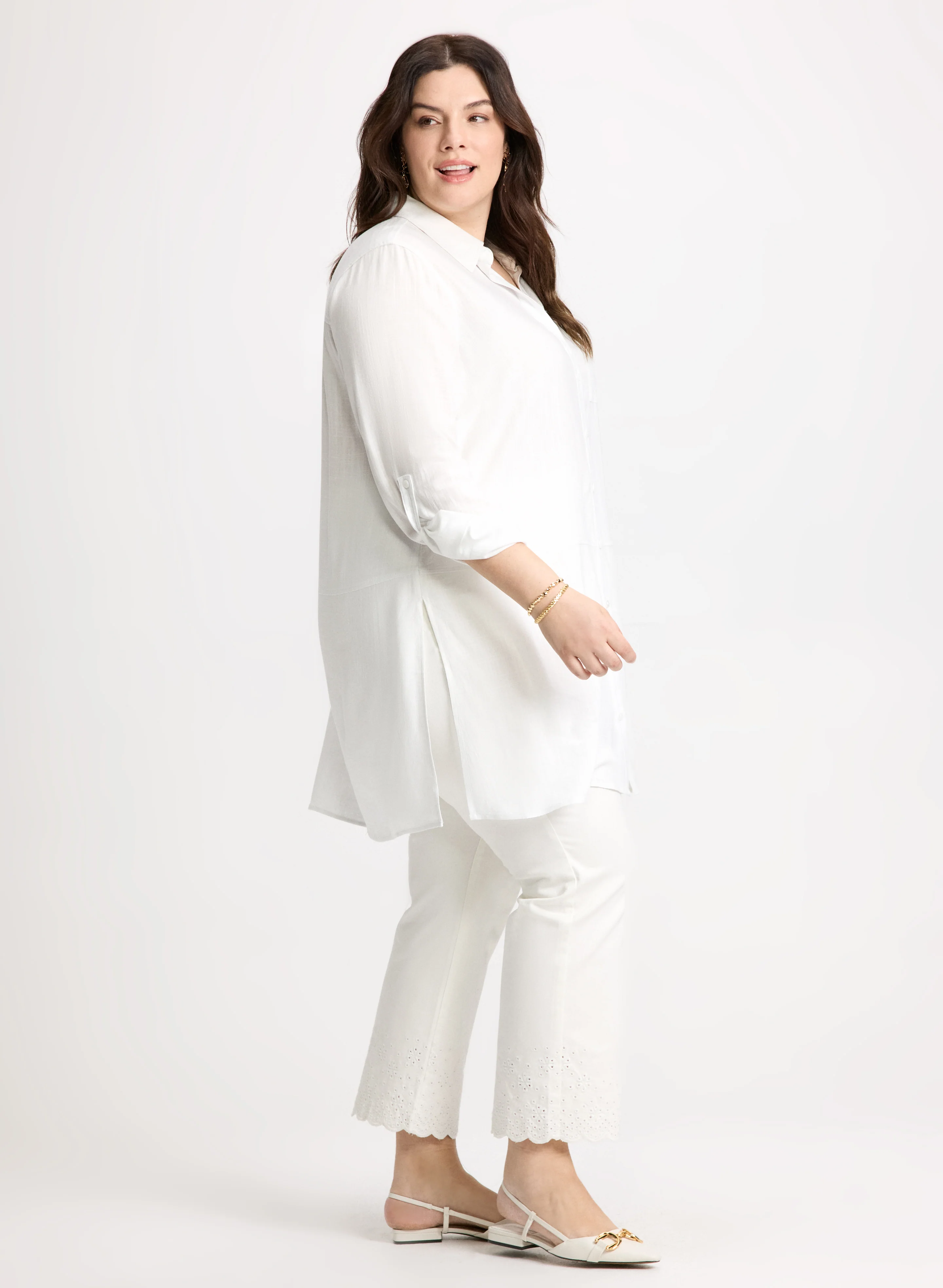 Linen Blend Button-Down Tunic - Image 2