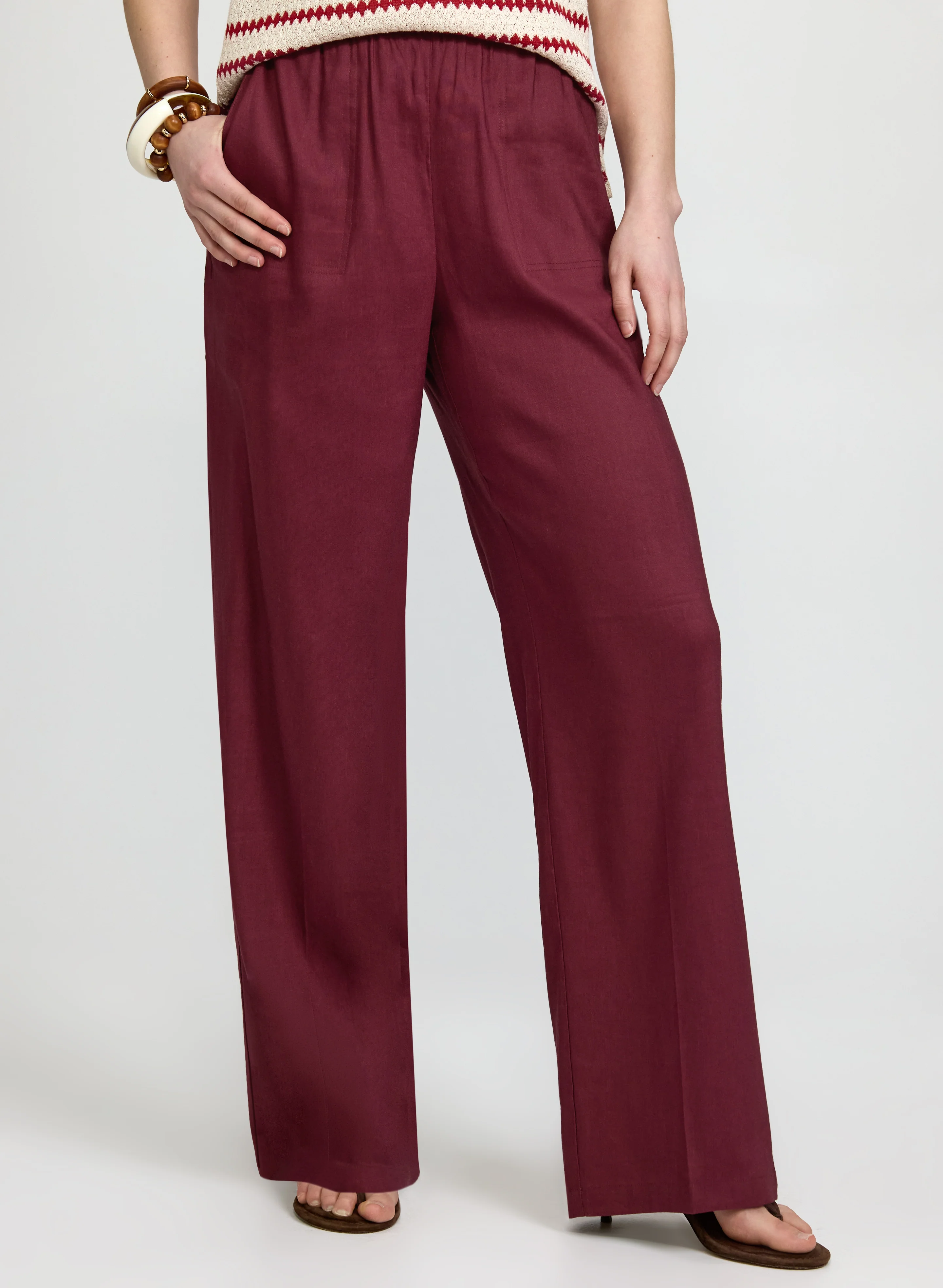 Linen-Blend Wide-Leg Pants