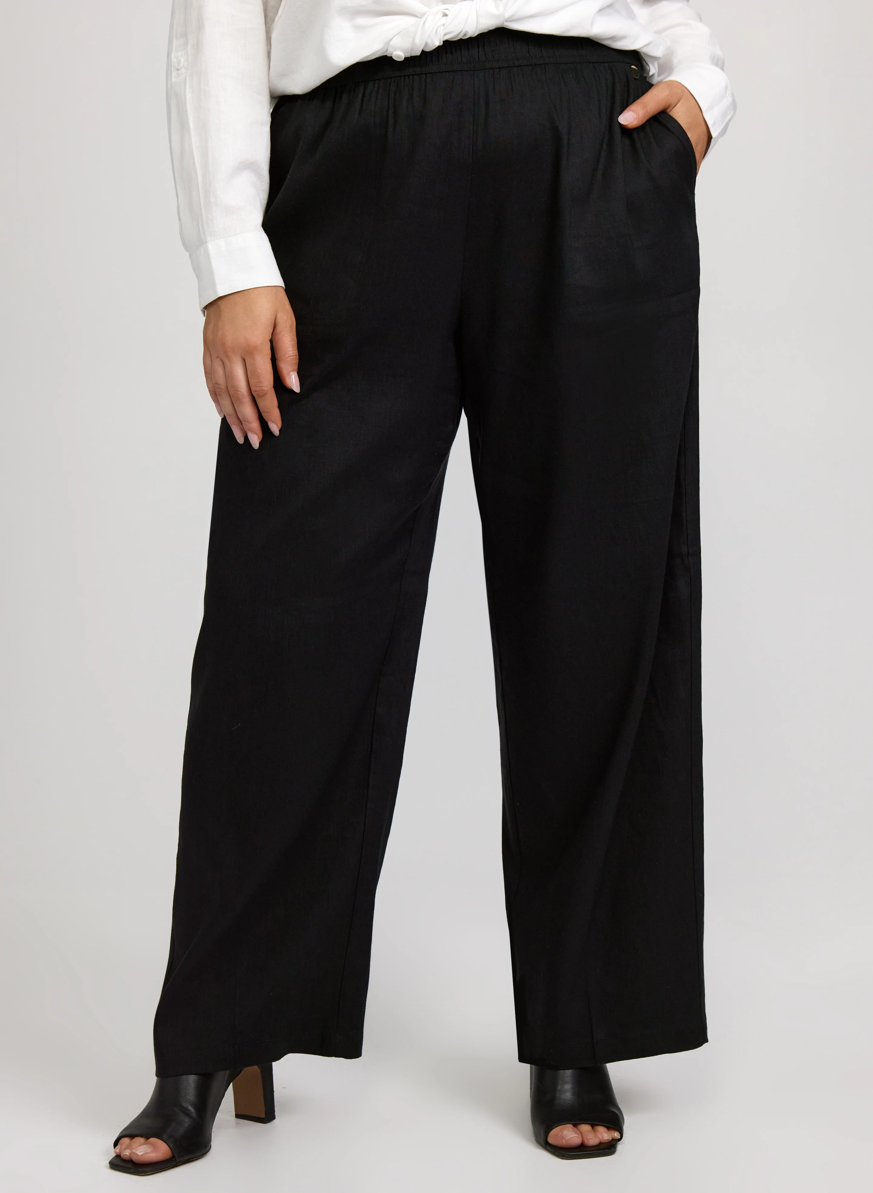 Linen-Blend Wide-Leg Pants