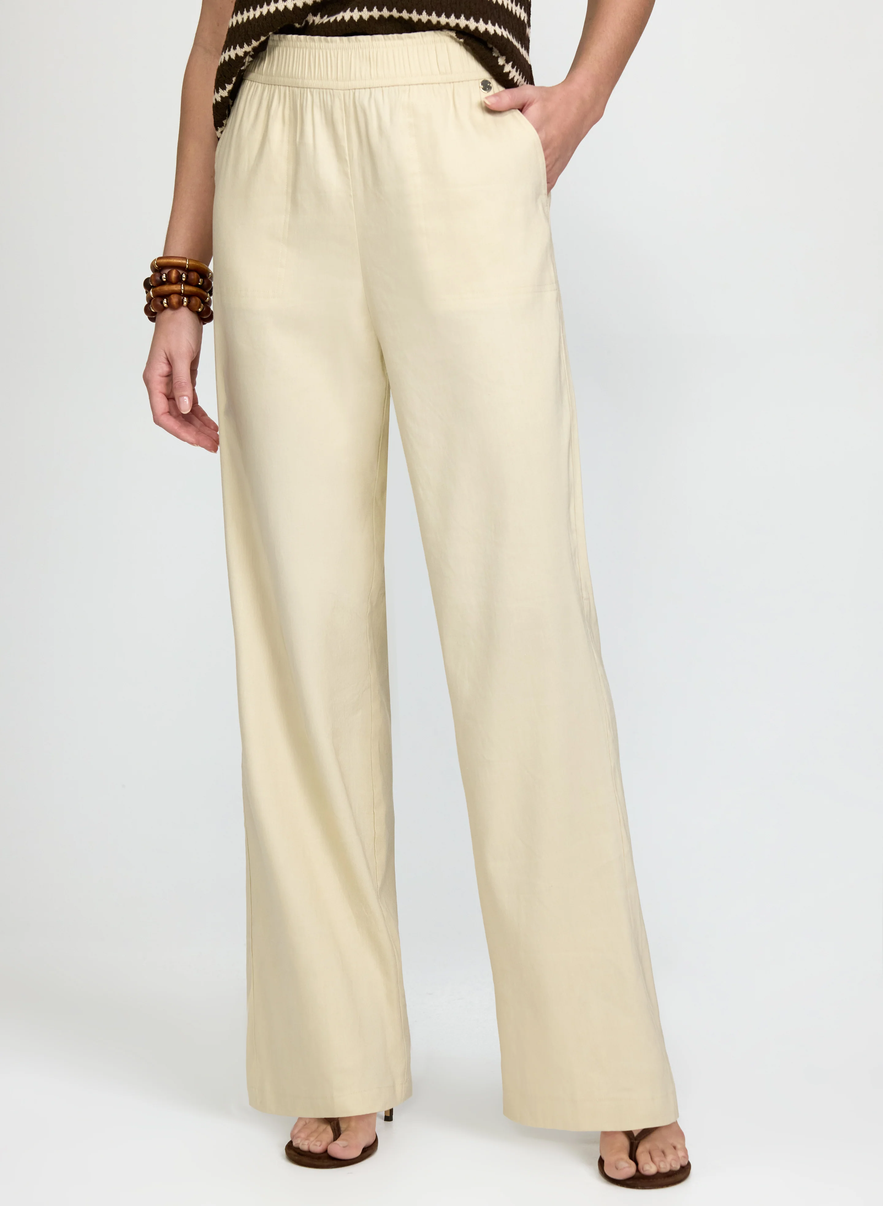 Linen-Blend Wide-Leg Pants