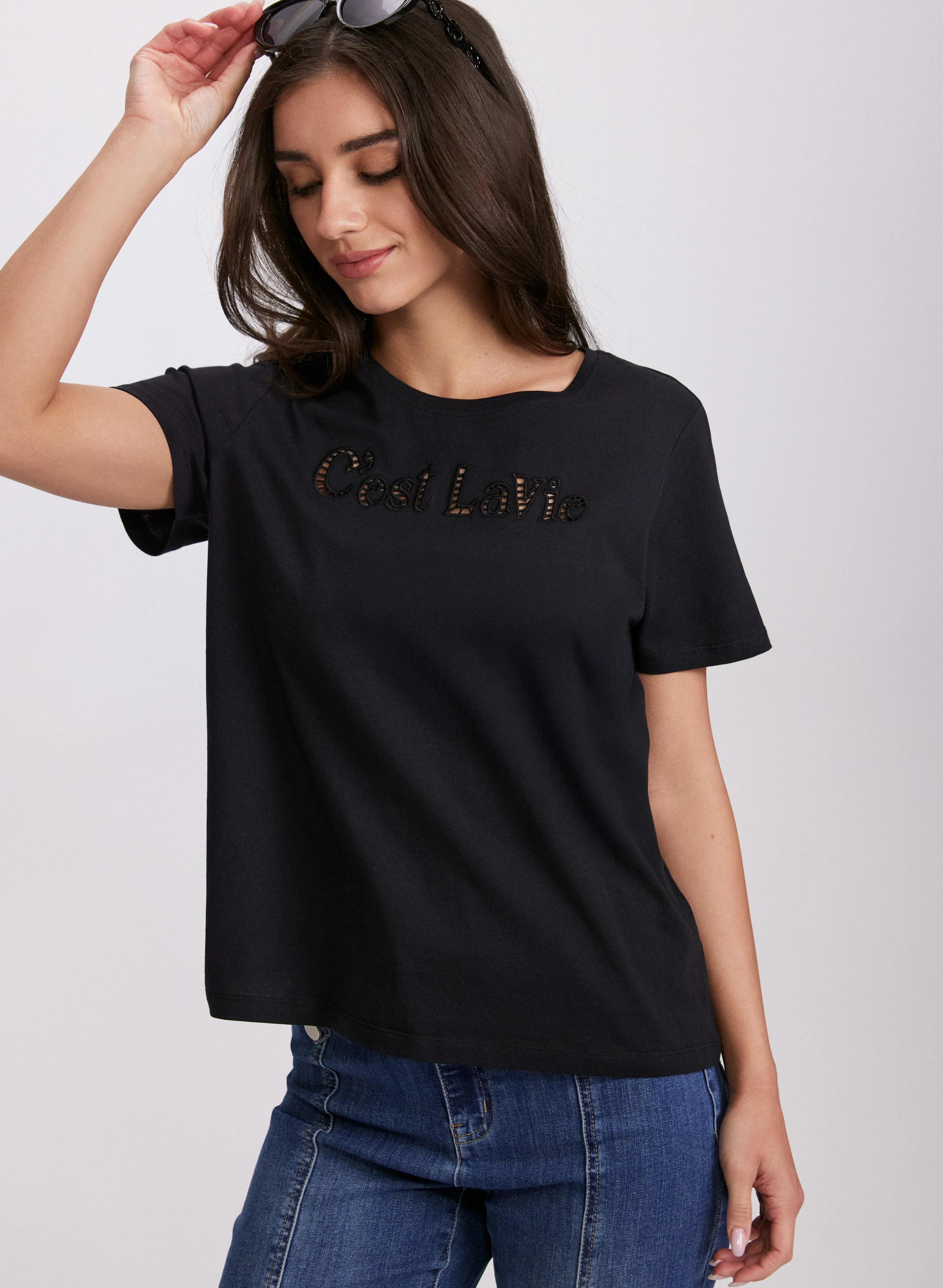 Cut-Out Script T-Shirt - Image 7
