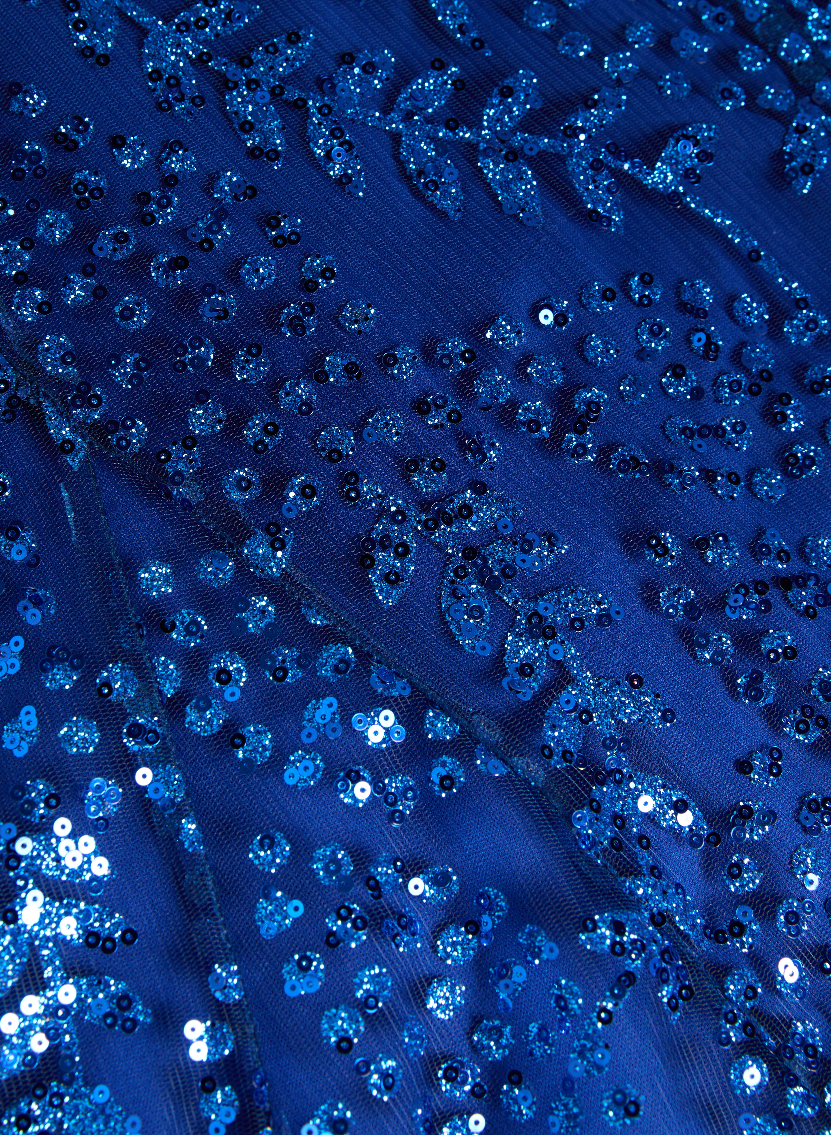Glitter Mesh V-Neck Gown - Image 6