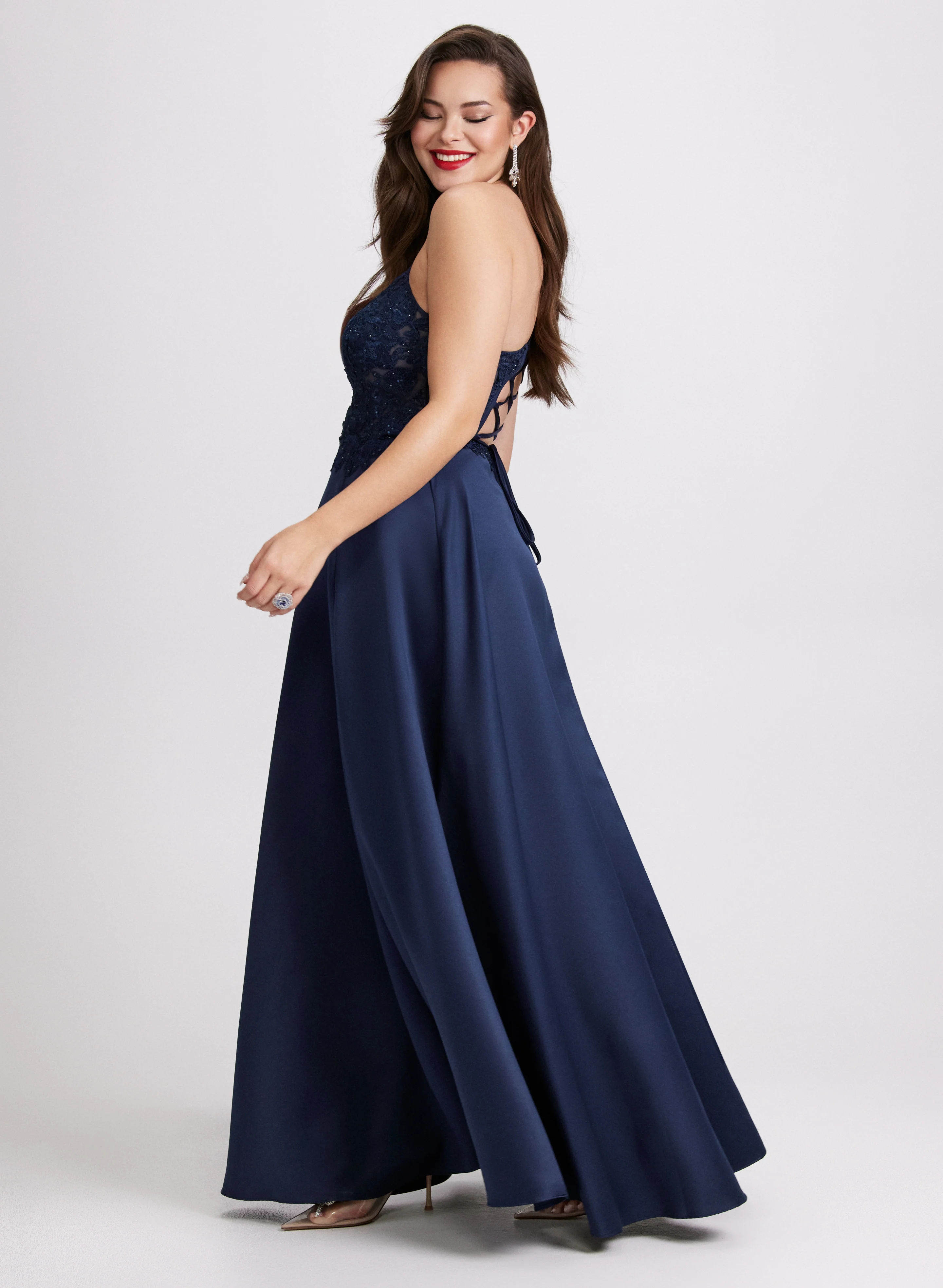 Sequin Detail V-Neck Gown - Image 2