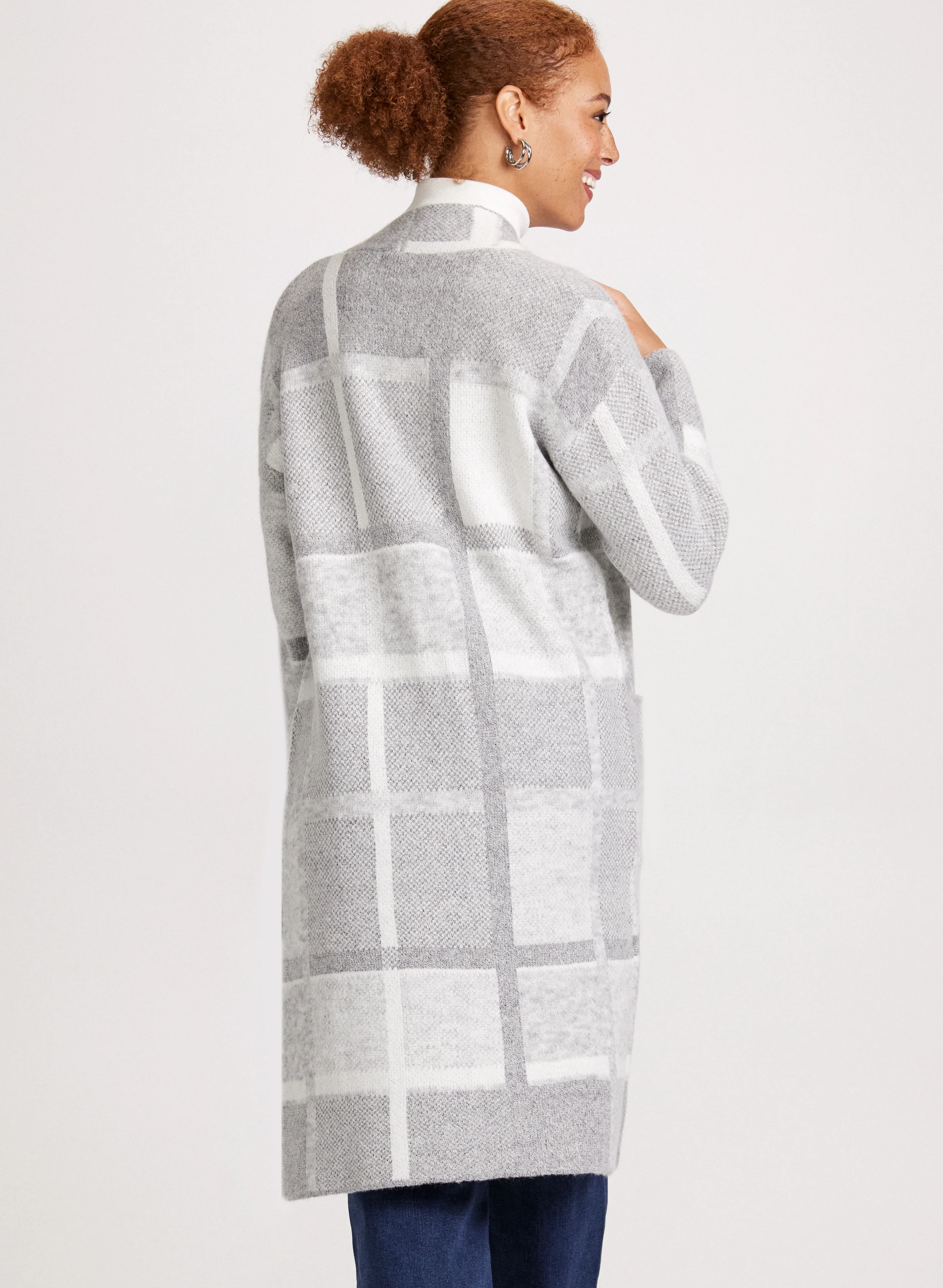 Long Sleeve Plaid Cardigan - Image 2