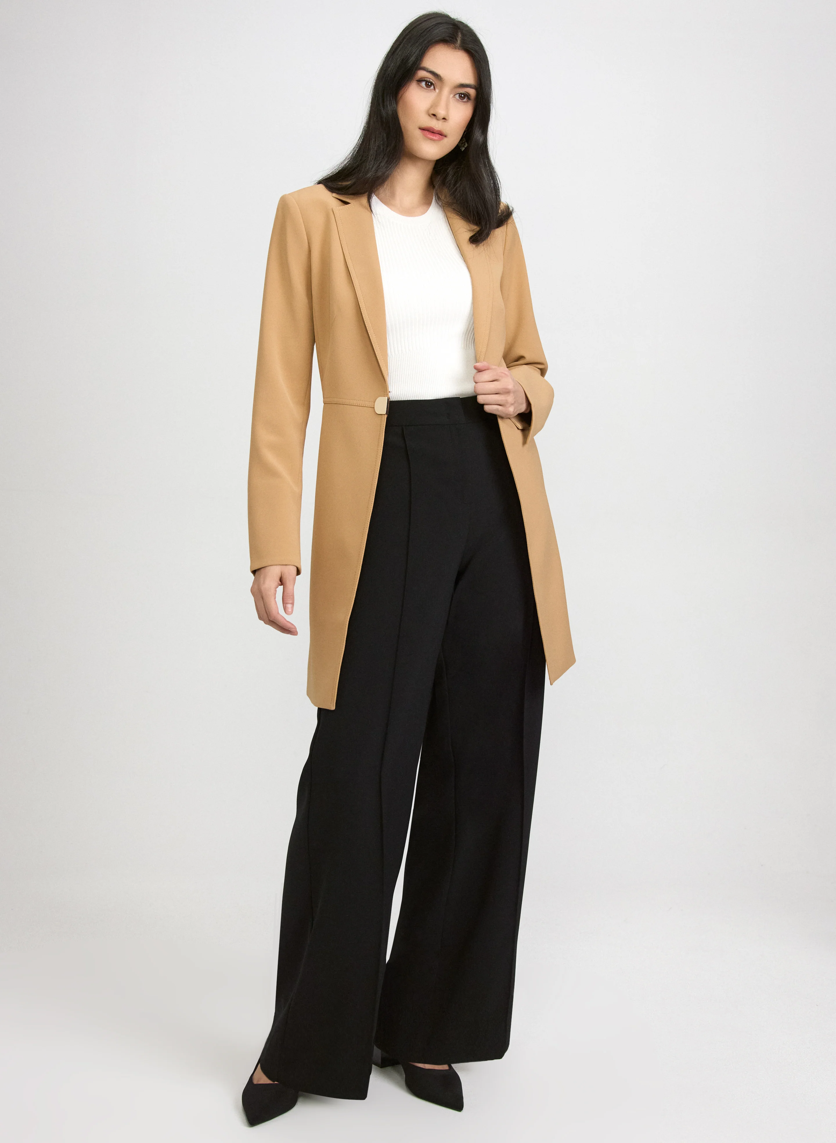 Long Twill Jacket & Olivia Wide-Leg Pants