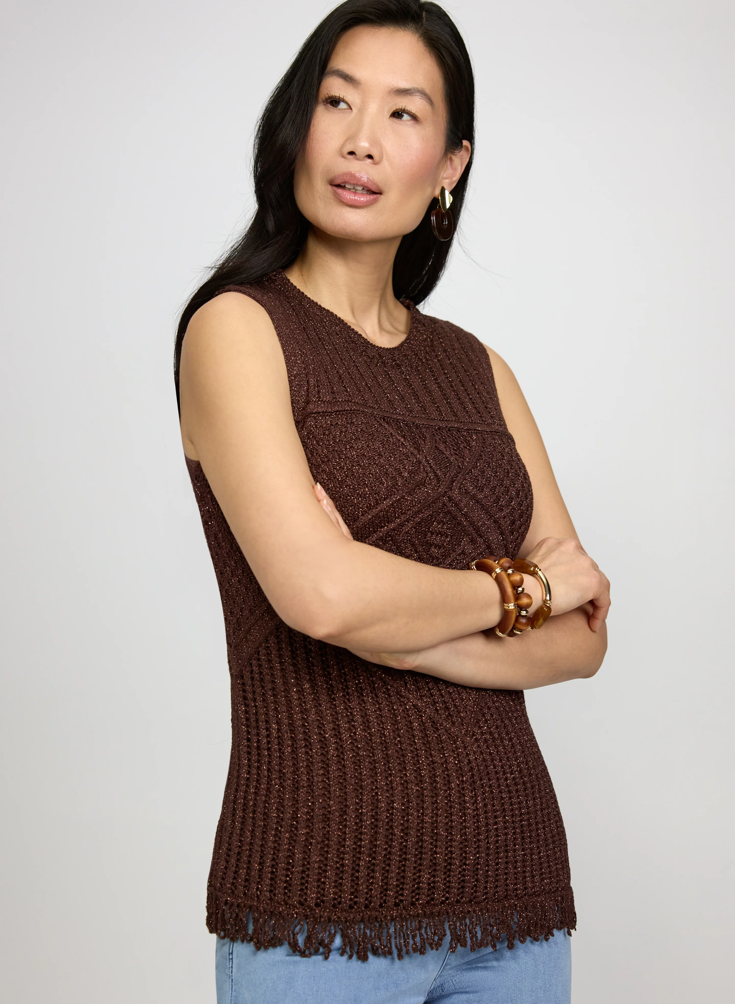 Lurex Fringe Detail Knit - Image 6
