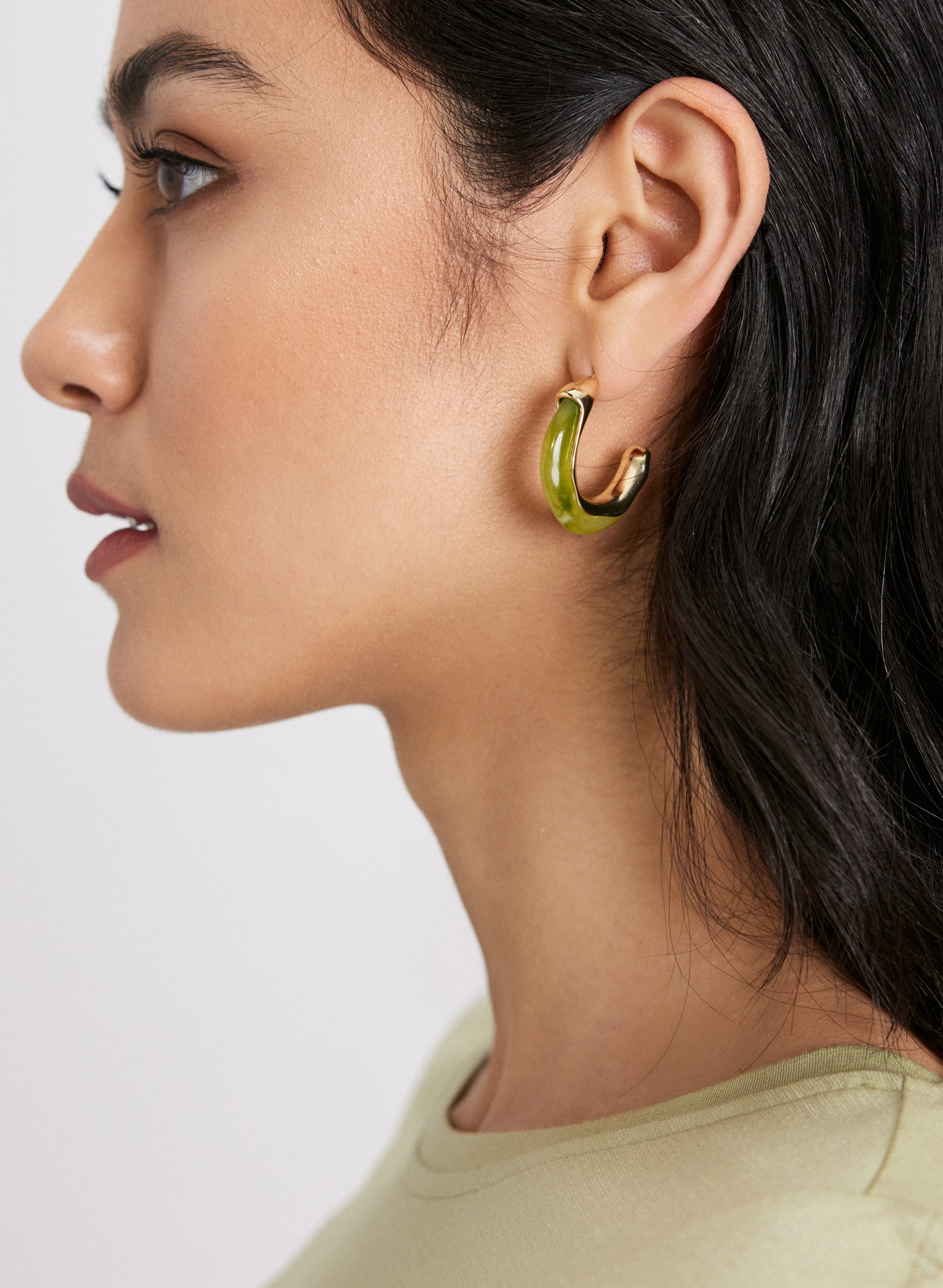 Marbled Resin Hoop Earrings - Image 2