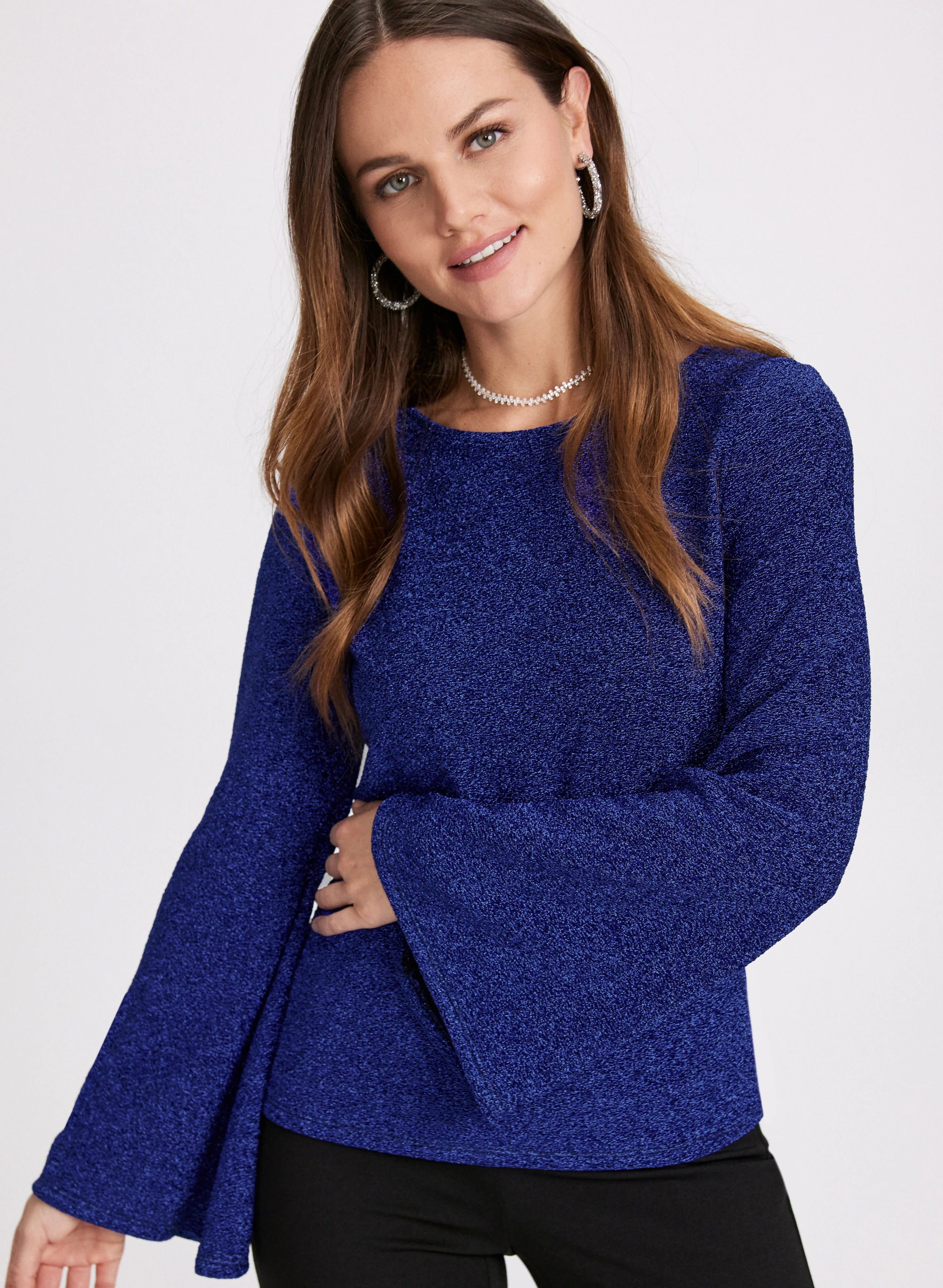 Marled Metallic Knit Top - Image 2