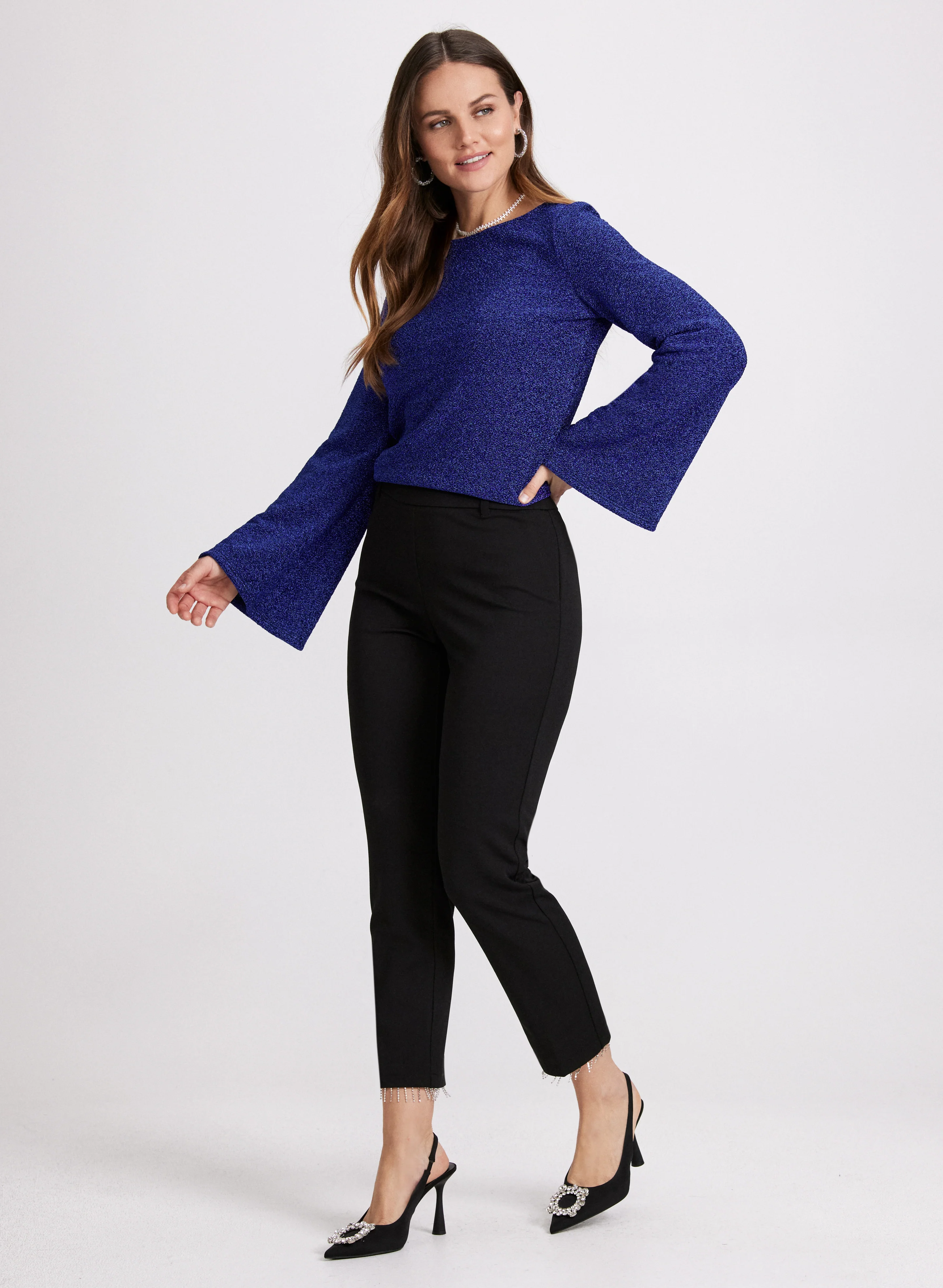 Marled Metallic Knit Top - Image 3