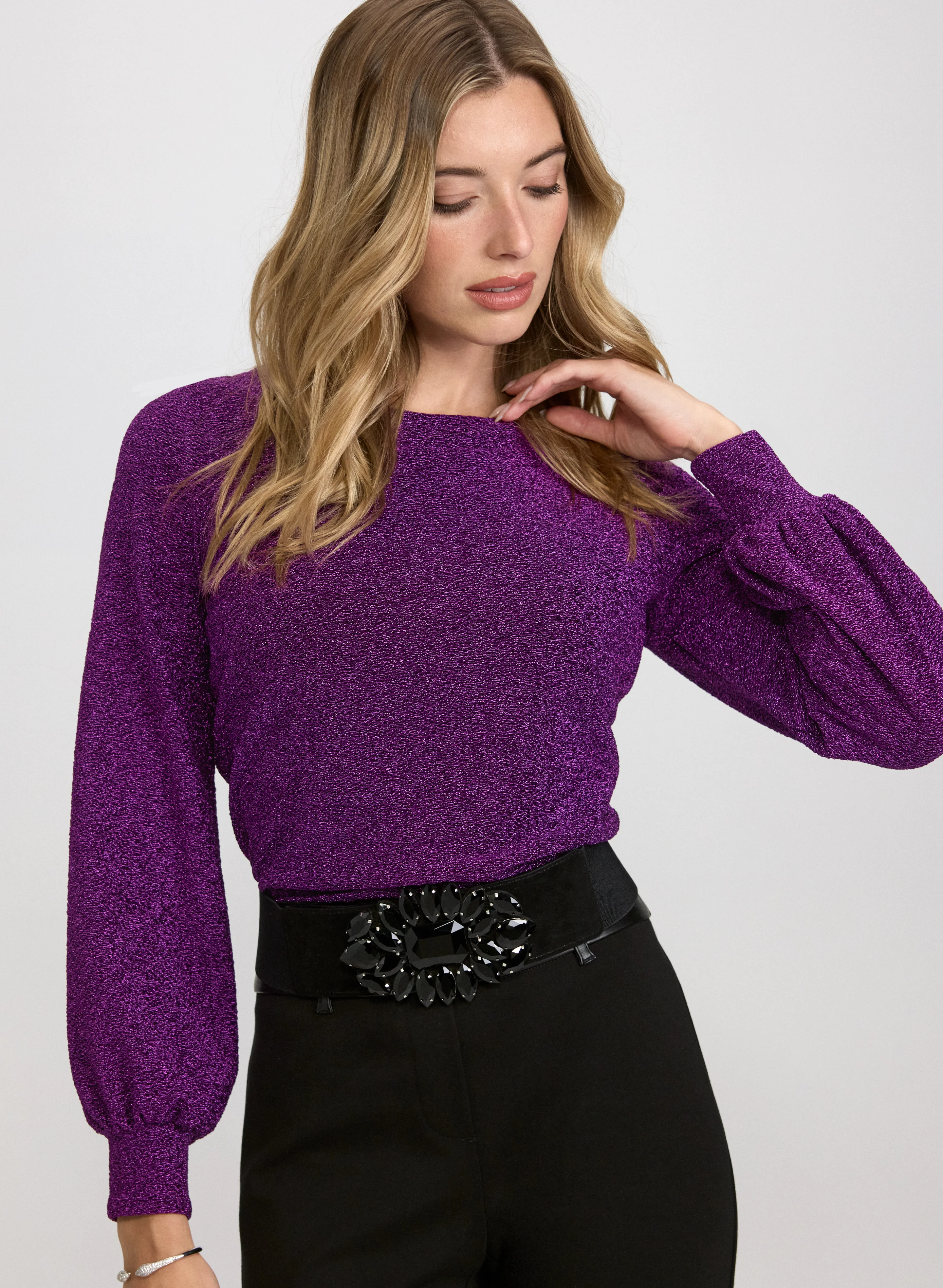 Marled Metallic Knit Top