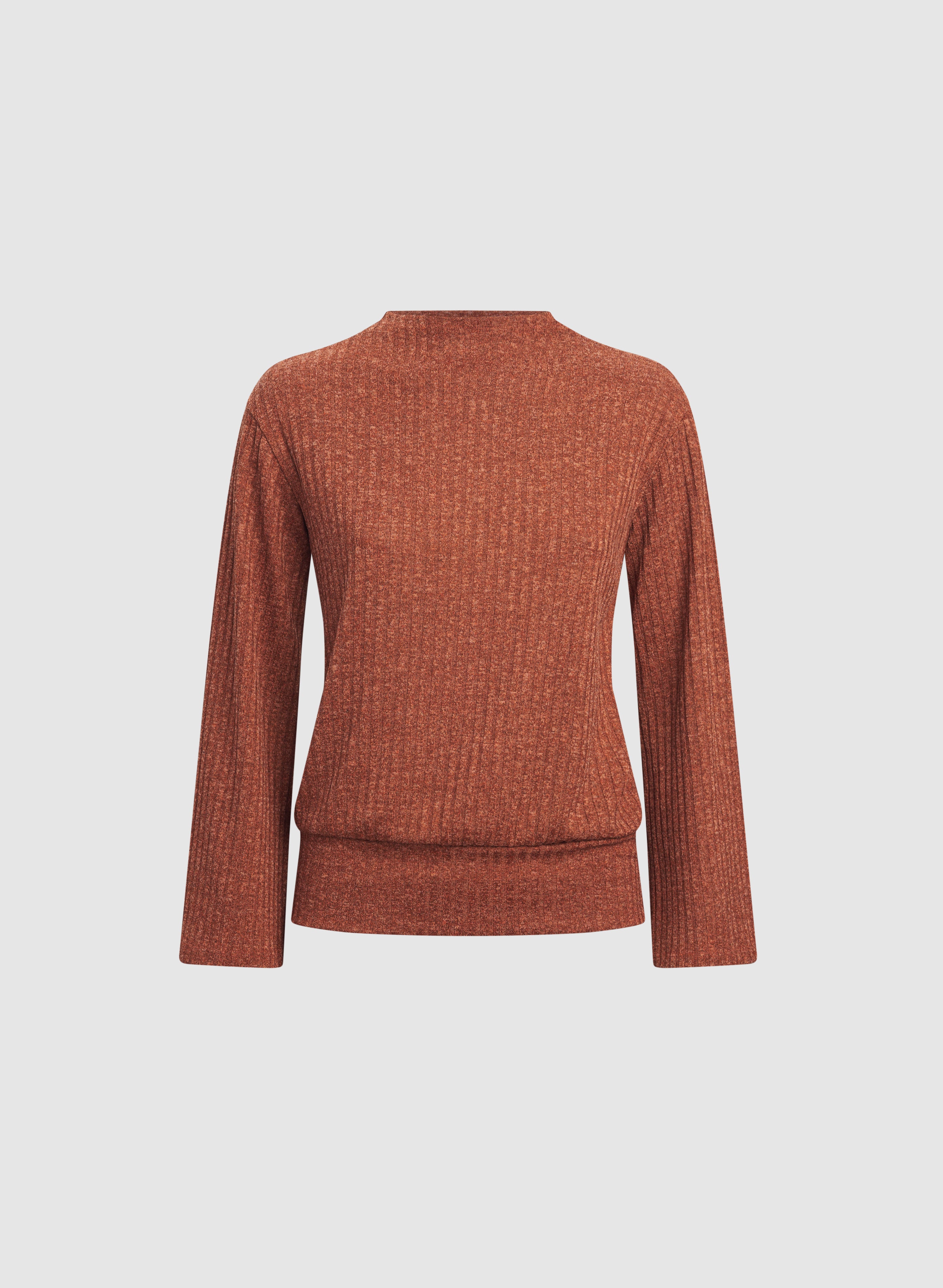 Melange Knit Funnel Neck Top - Image 6