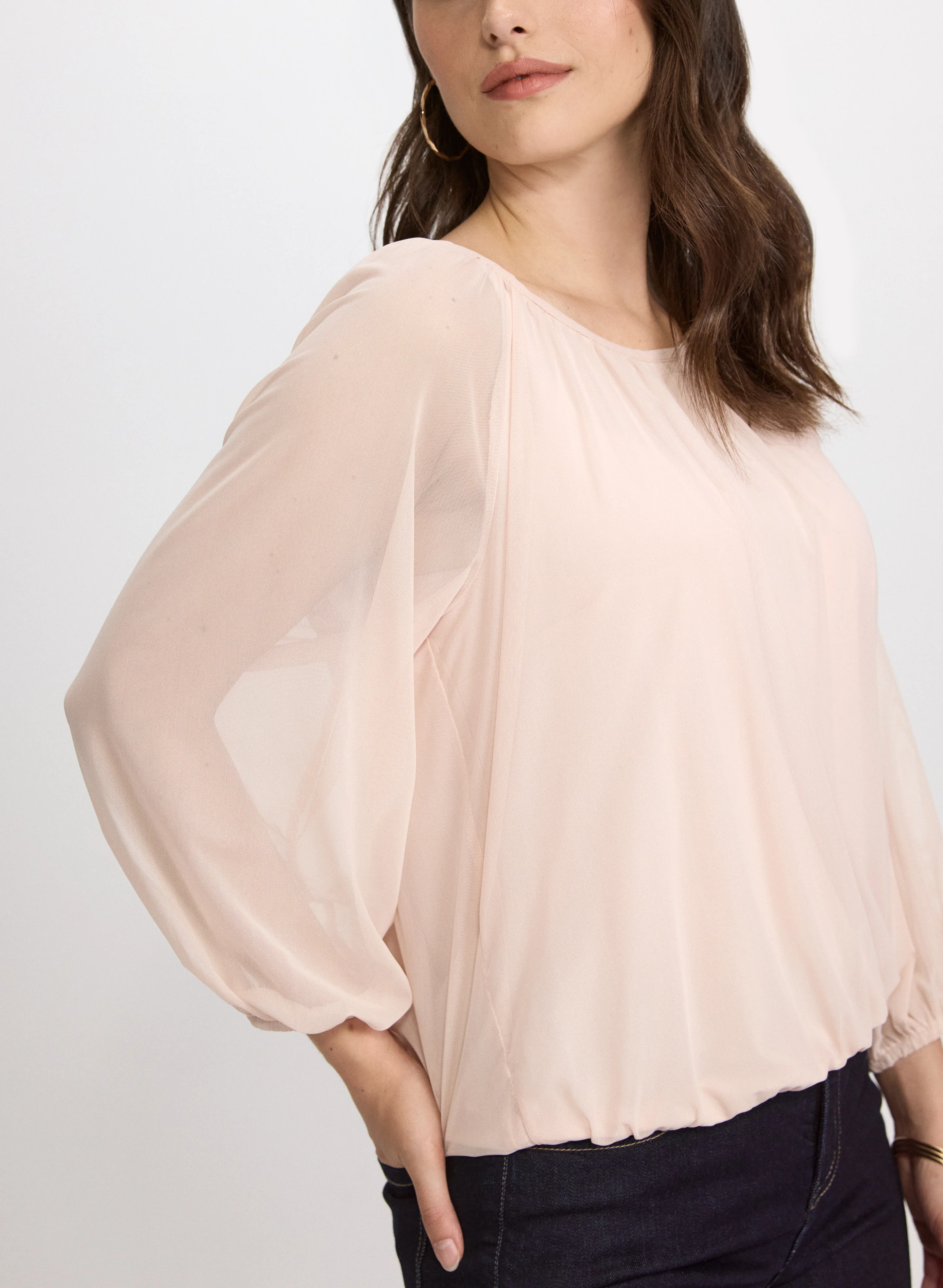 Mesh Balloon Sleeve Top - Image 2