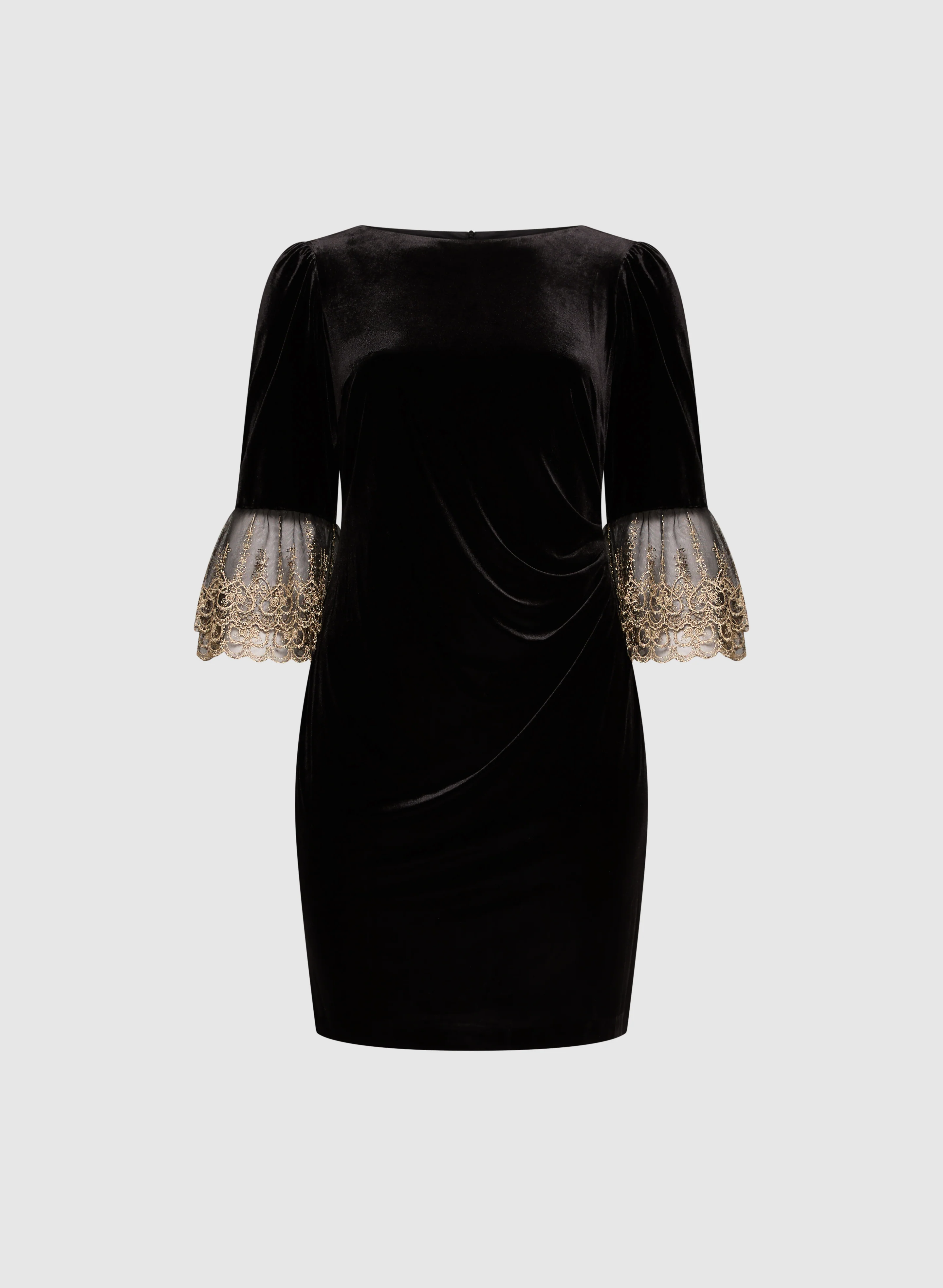 Mesh Bell Sleeve Velvet Dress - Image 6