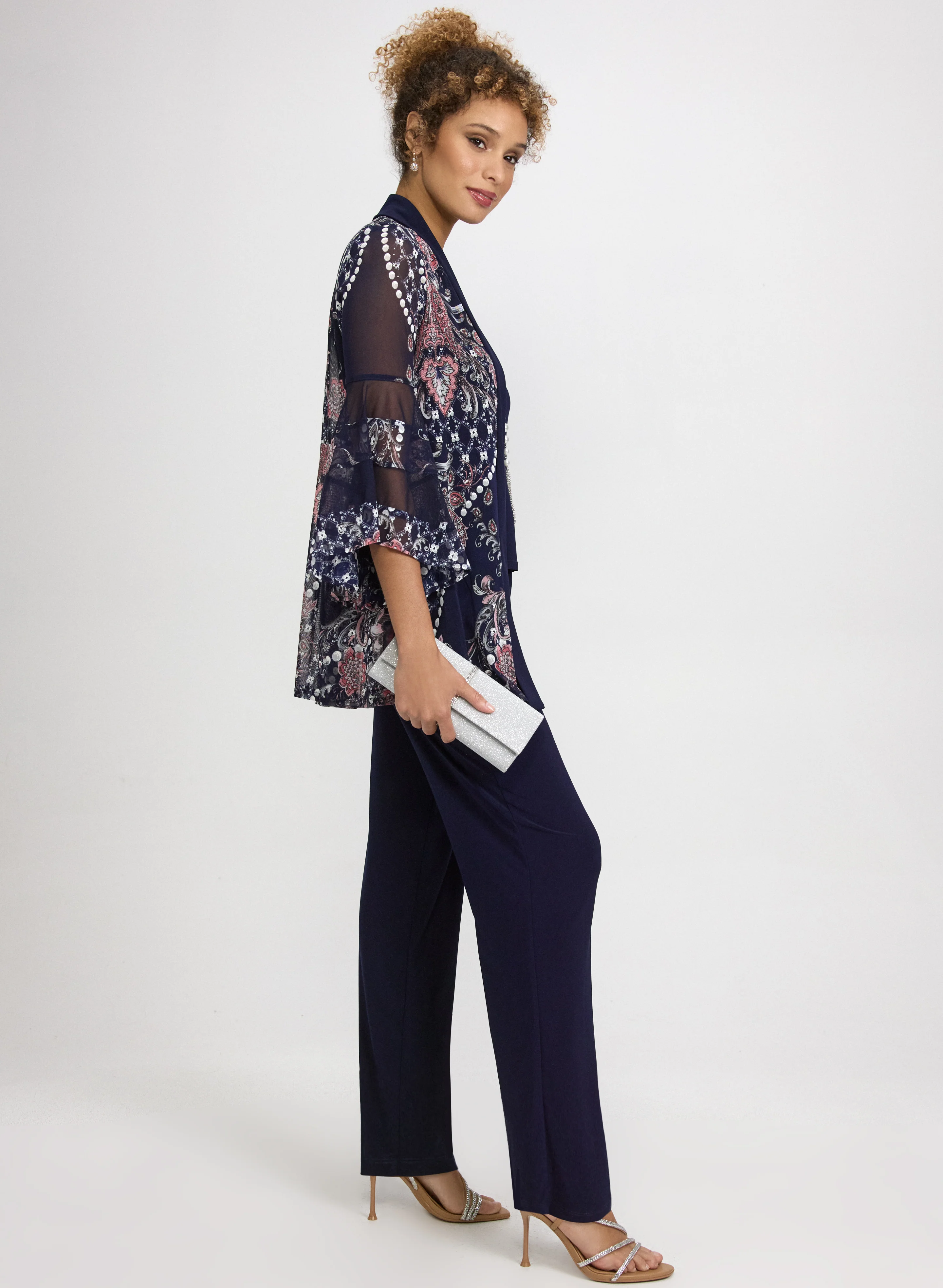 Mesh Paisley Jacket, Top & Pants Set - Image 3