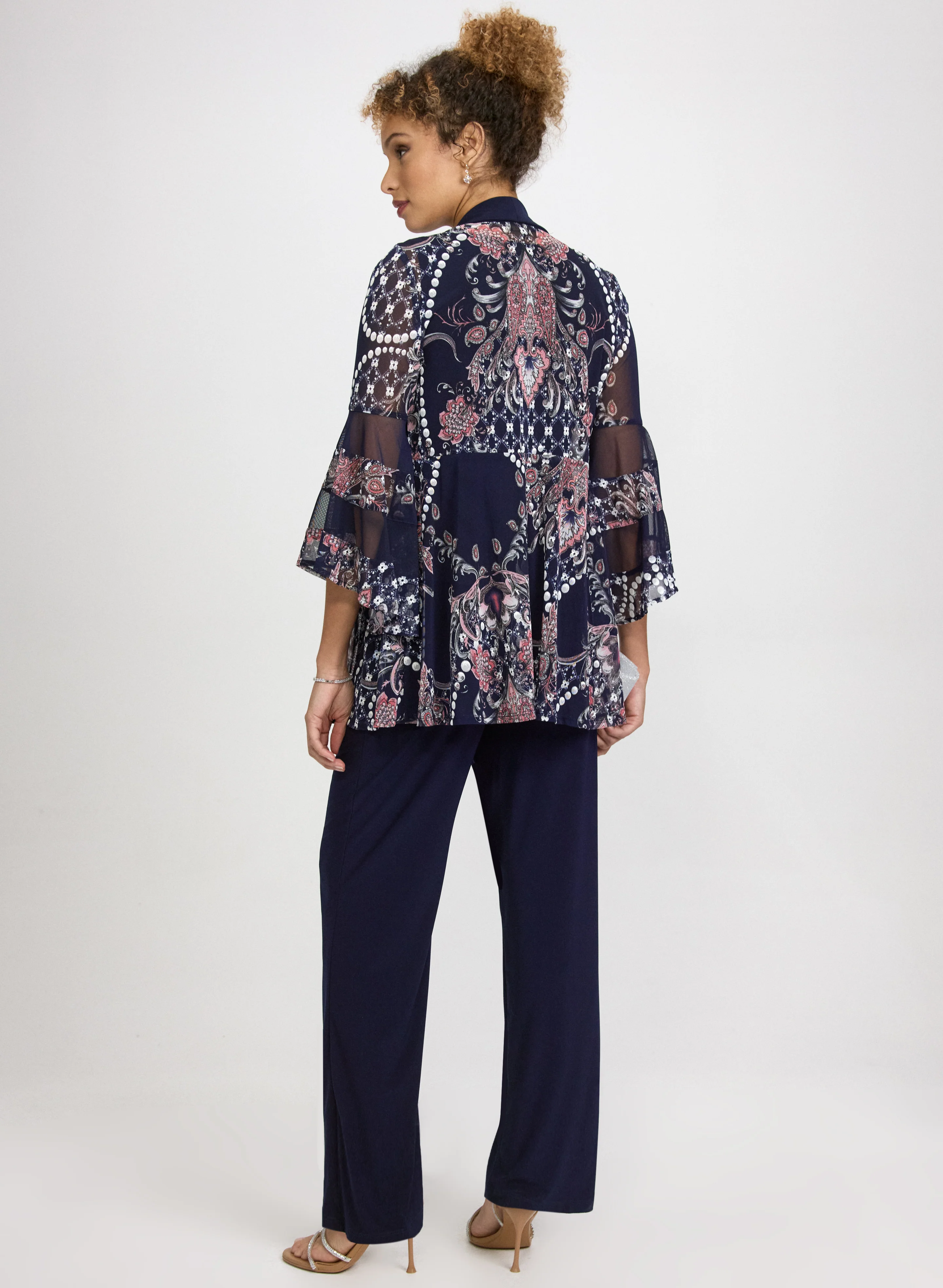 Mesh Paisley Jacket, Top & Pants Set - Image 4