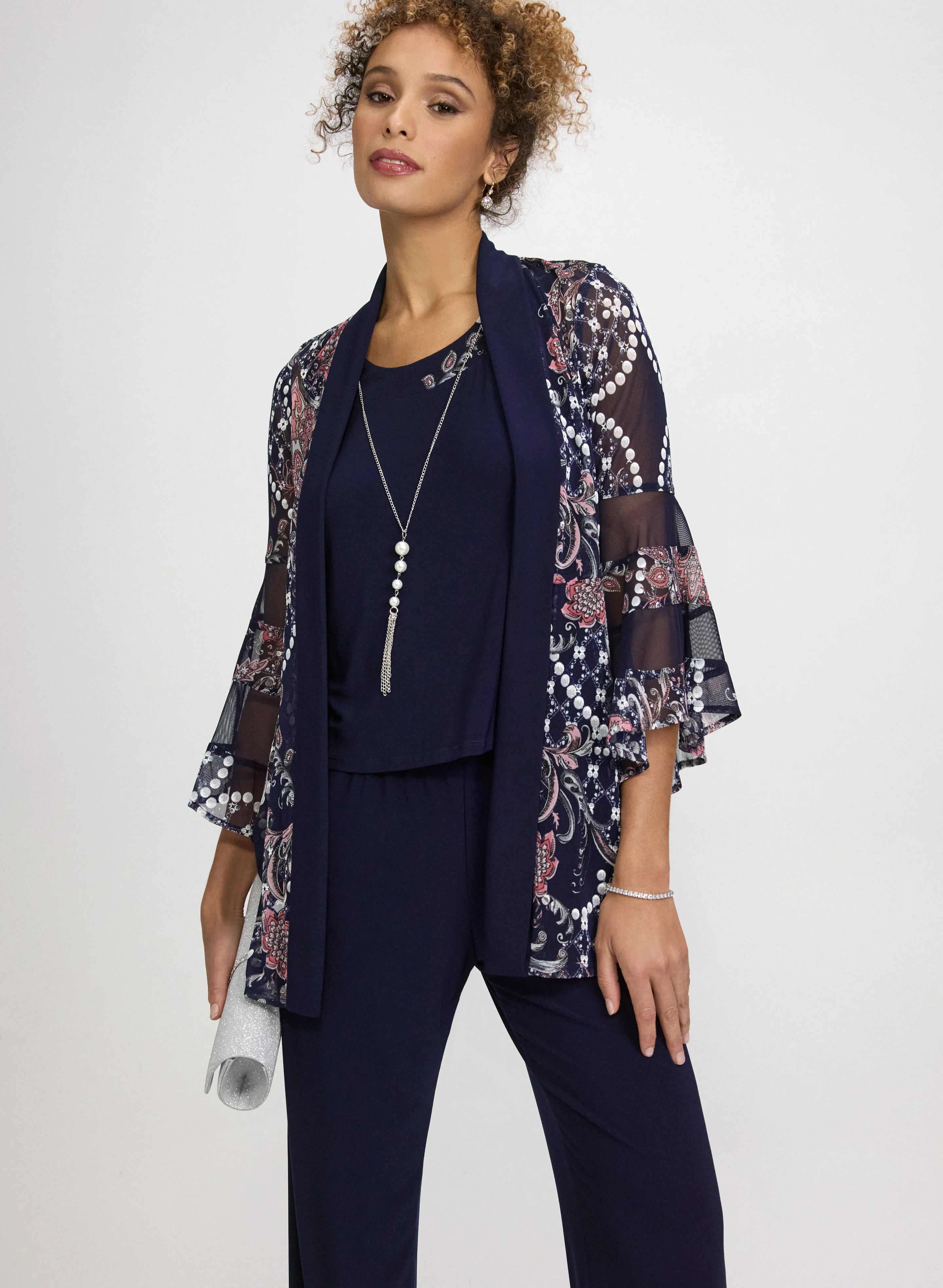 Mesh Paisley Jacket, Top & Pants Set - Image 5