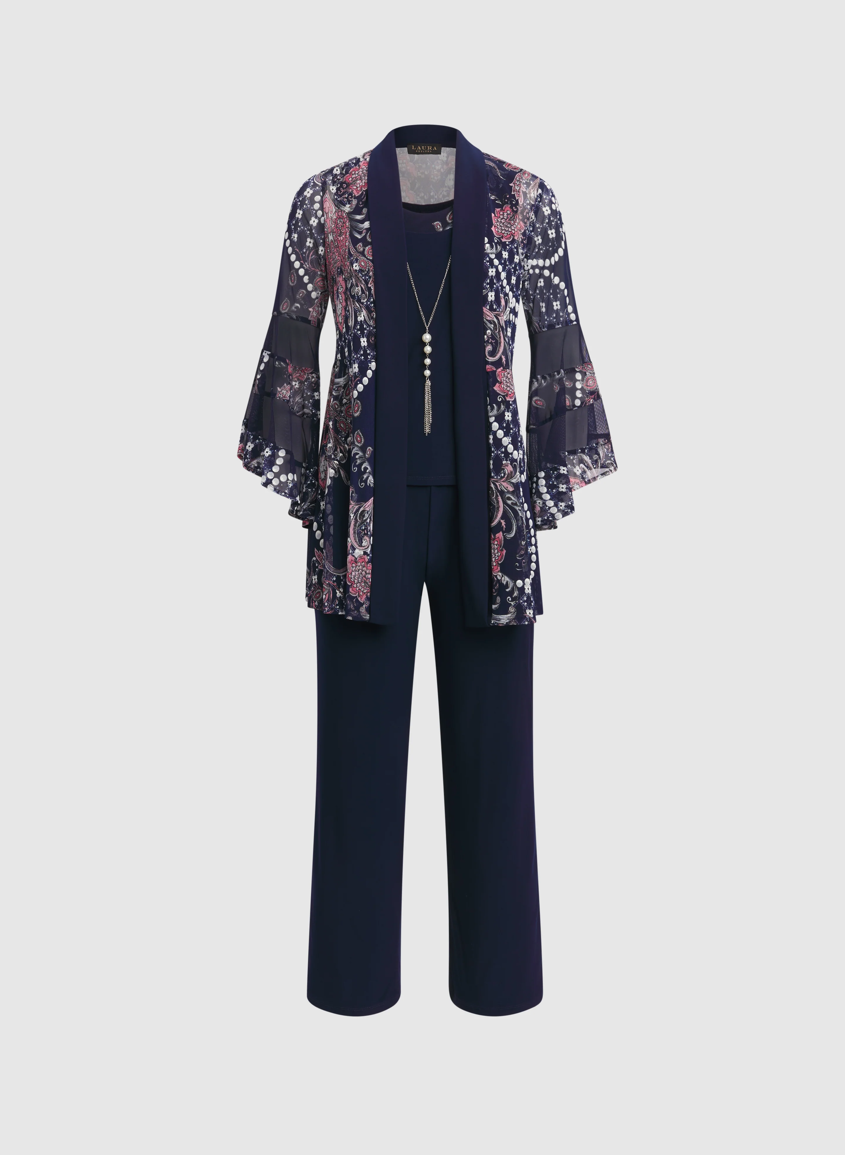 Mesh Paisley Jacket, Top & Pants Set - Image 6
