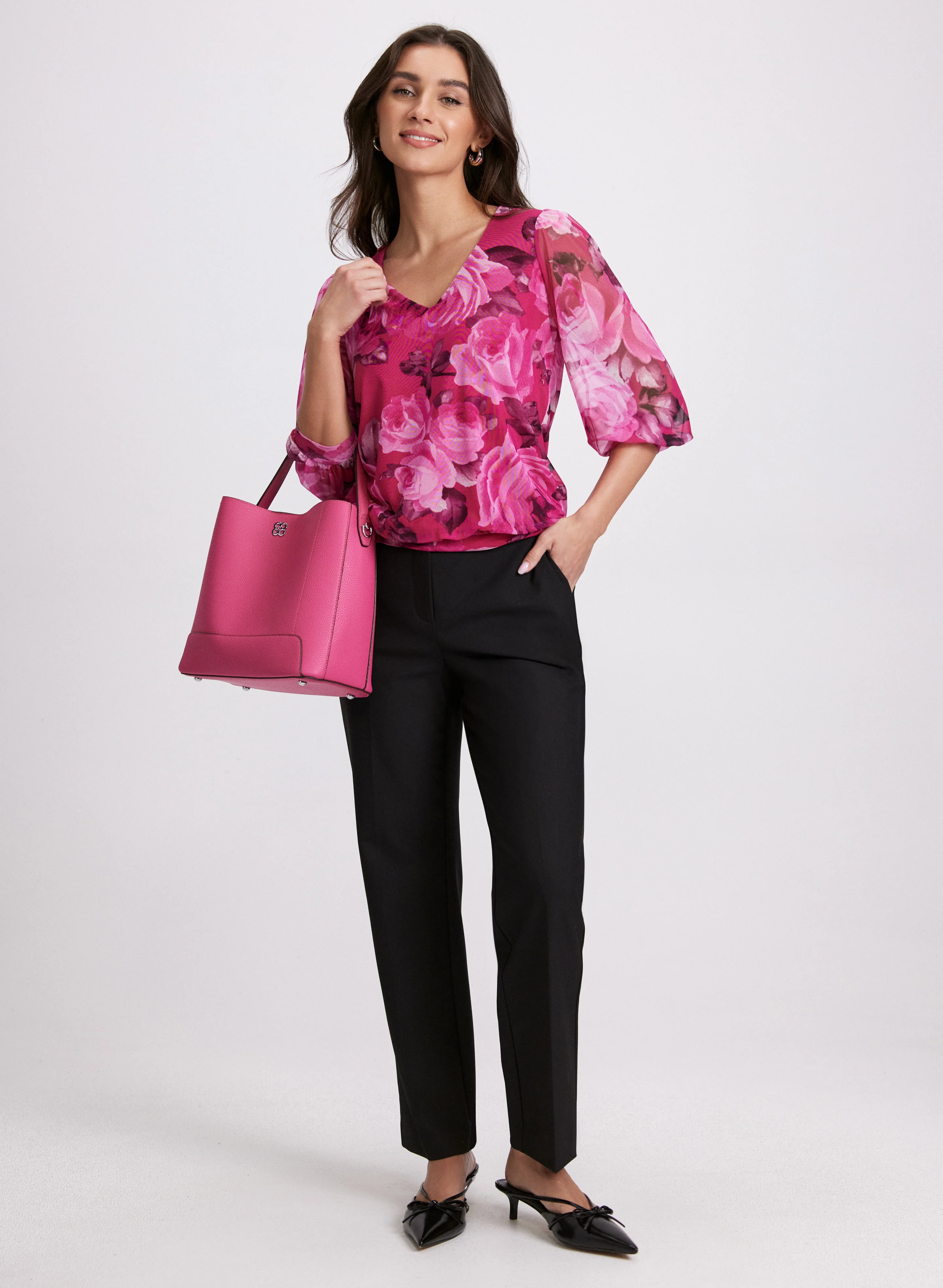 Mesh Rose Print Top - Image 3