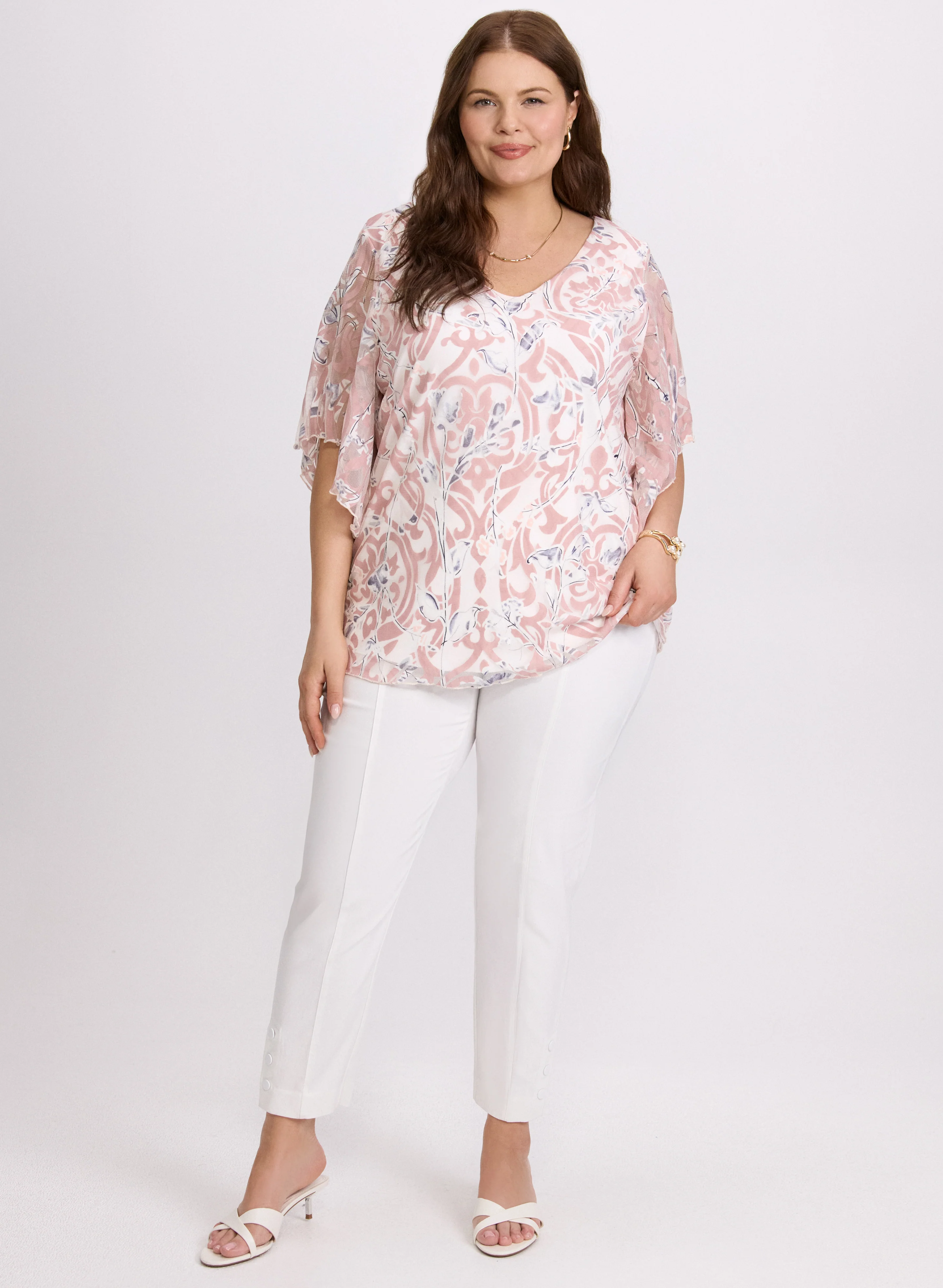 Mesh V-Neck Blouse - Image 3