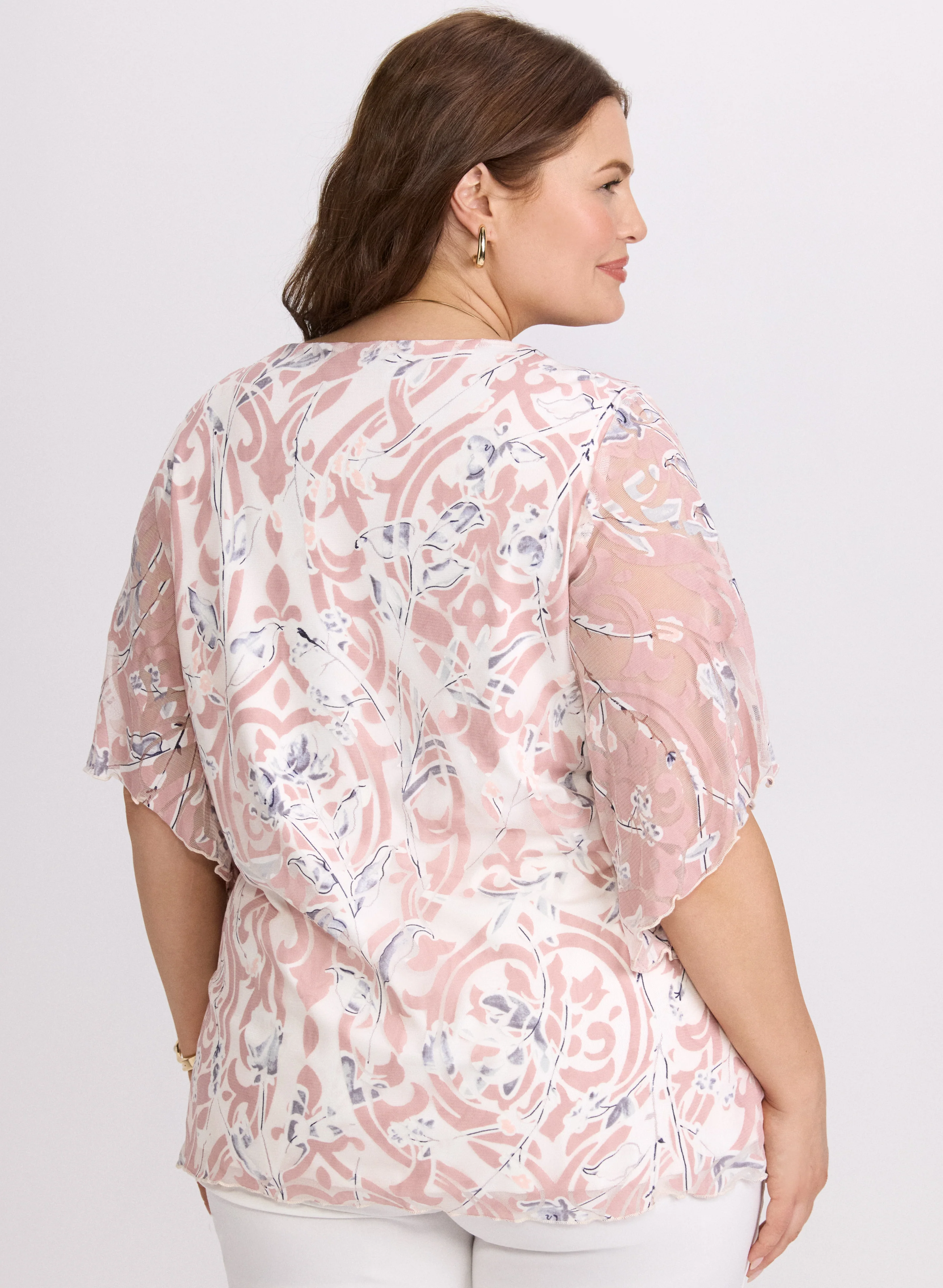Mesh V-Neck Blouse - Image 4