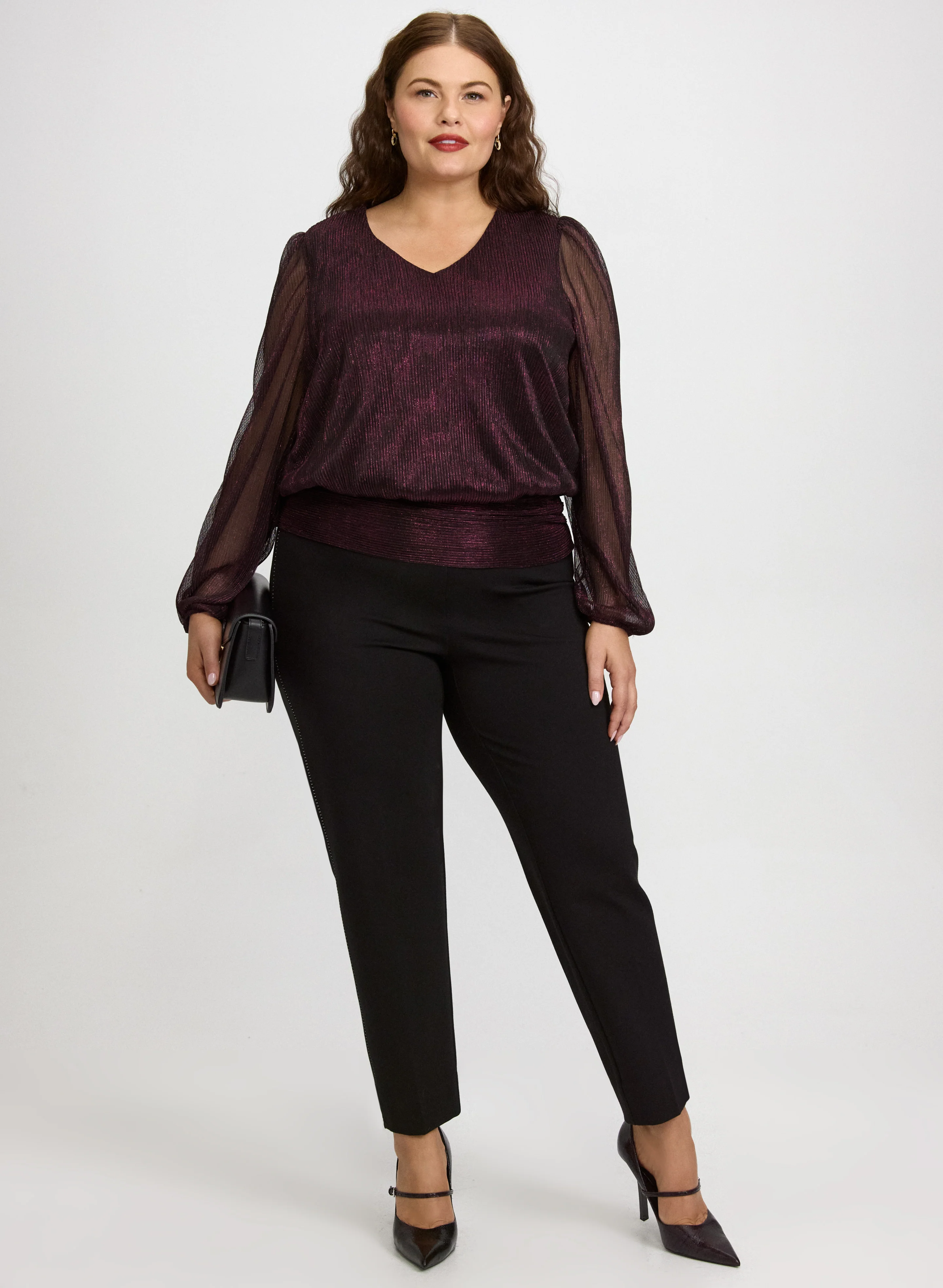 Metallic Balloon Sleeve Top - Image 3