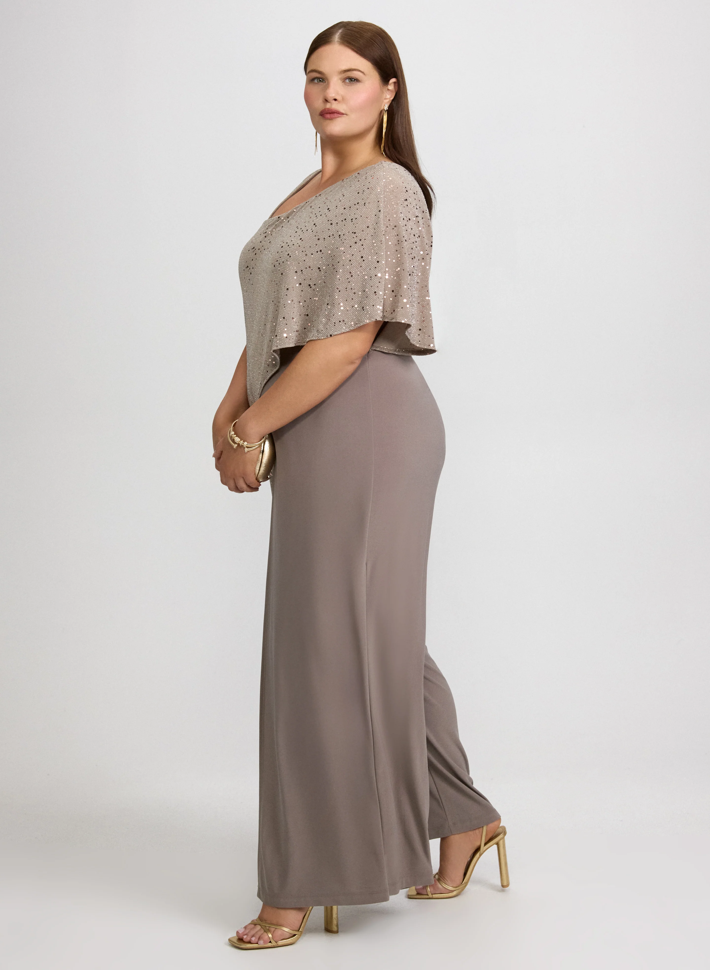 Metallic Capelet Jumpsuit - Image 2