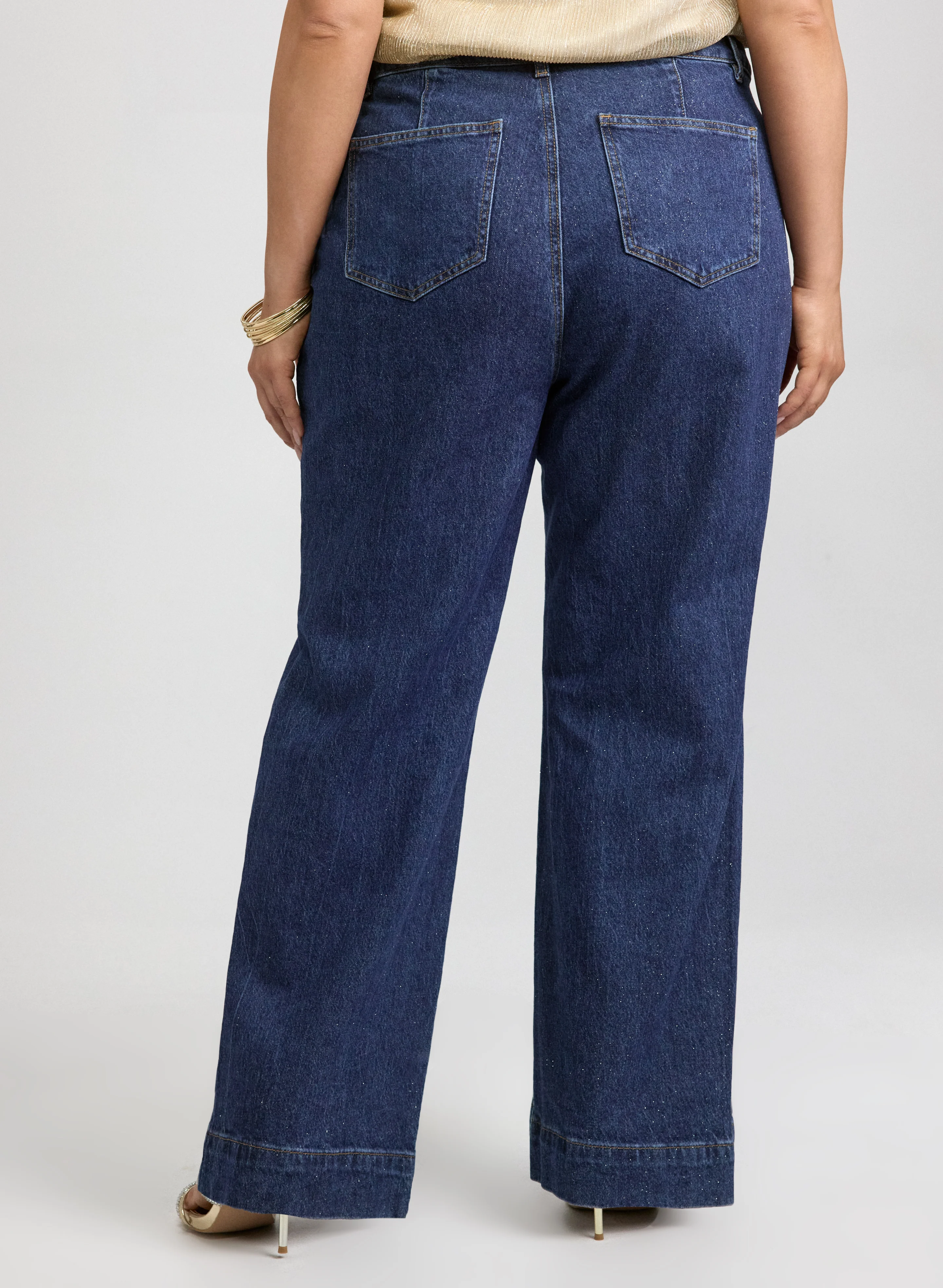 Metallic Detail Wide-Leg Jeans - Image 4