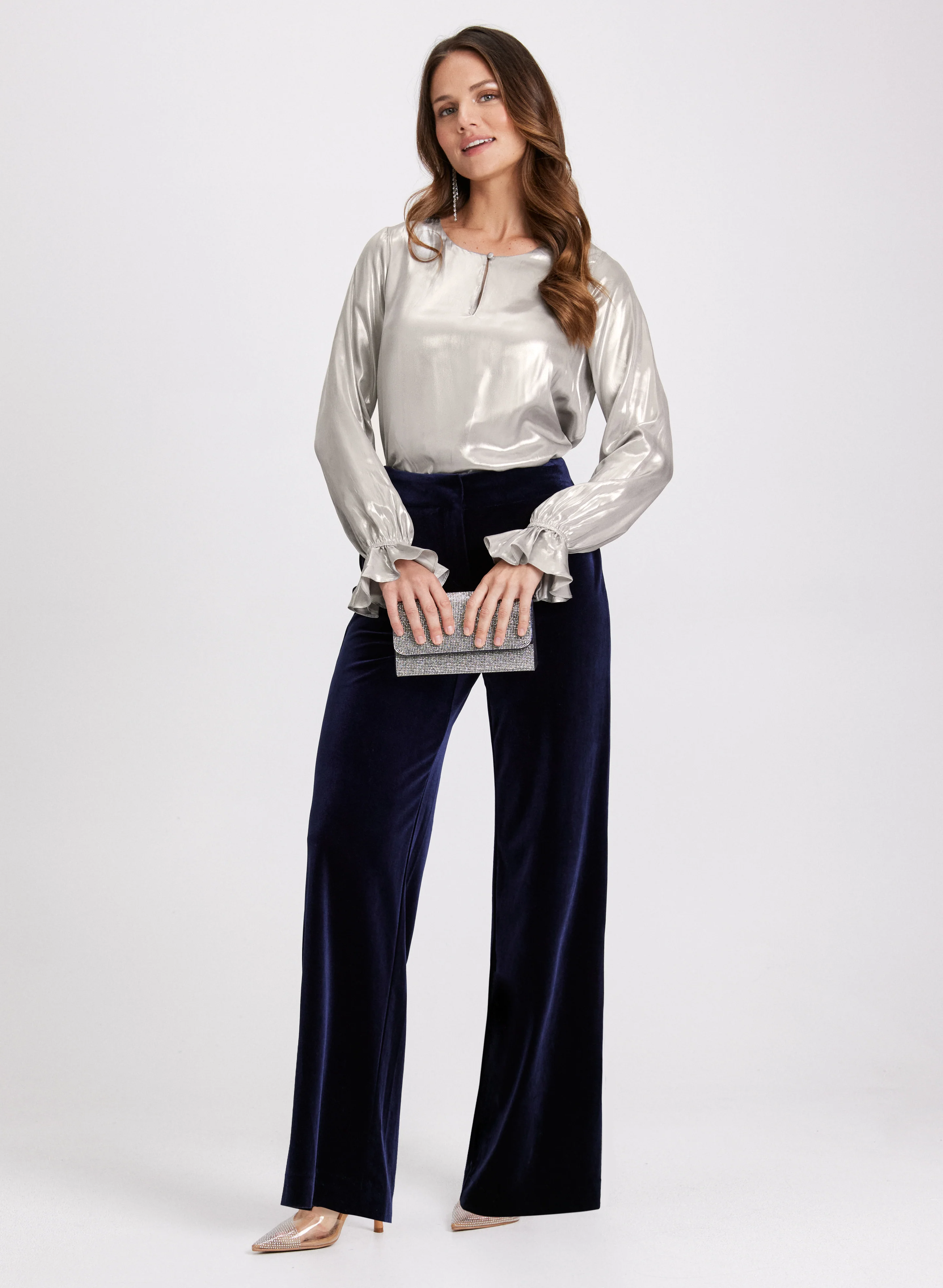 Metallic Flared Cuff Blouse - Image 3