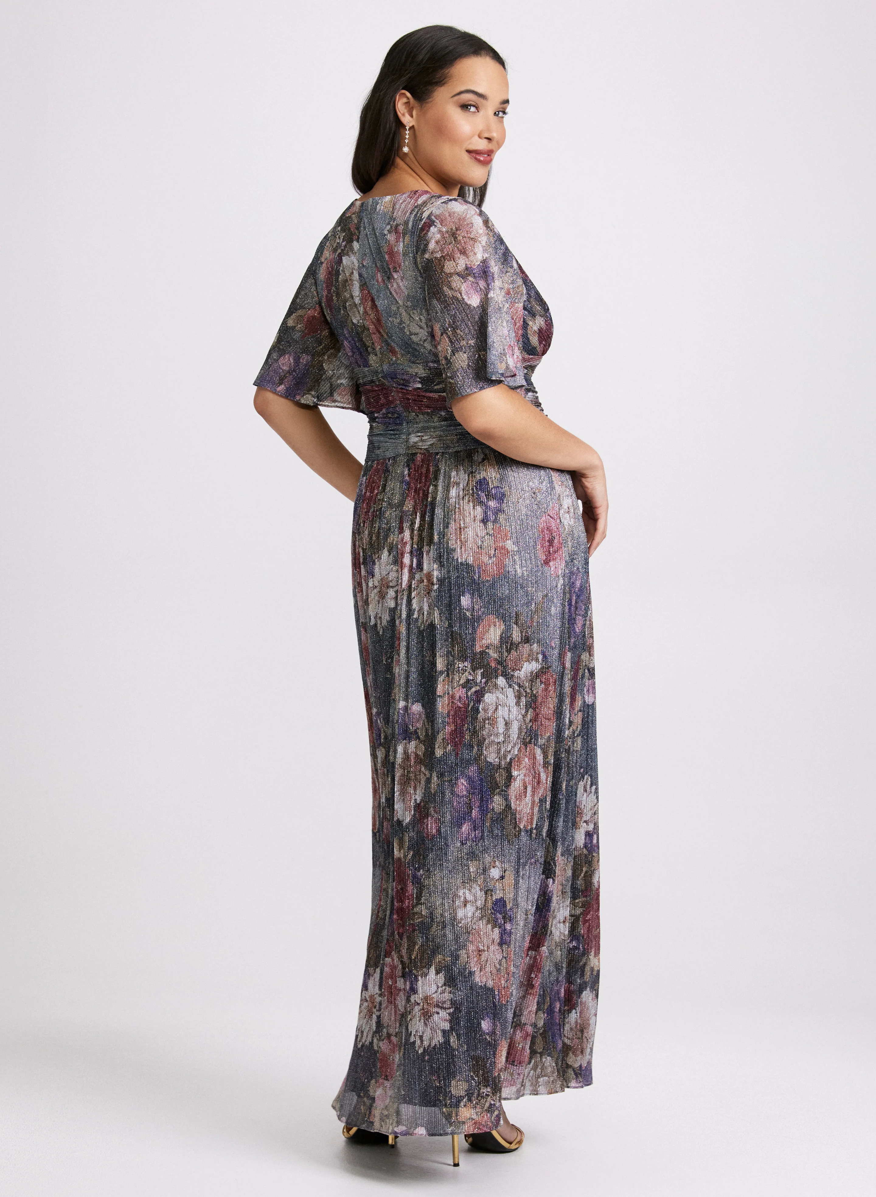 Metallic Floral Dress - Image 2