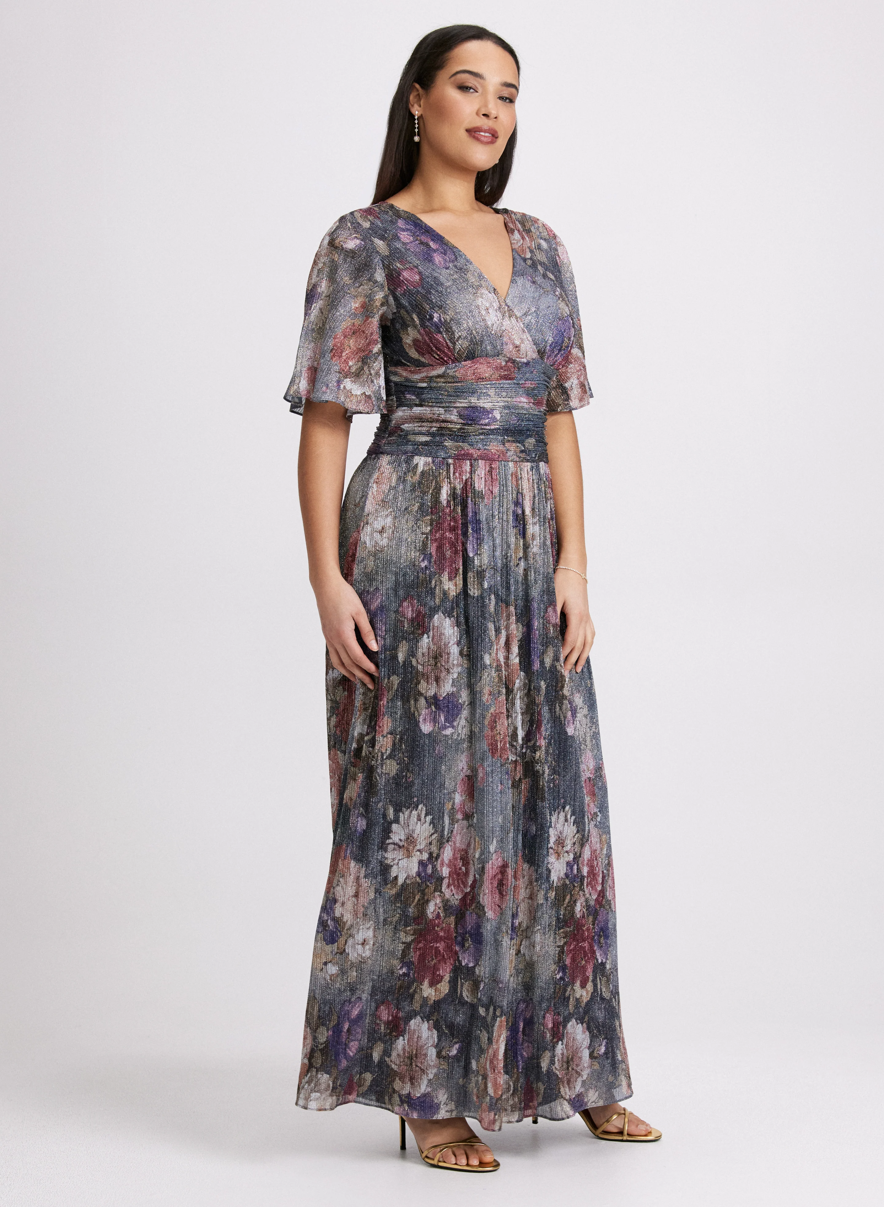Metallic Floral Dress - Image 3