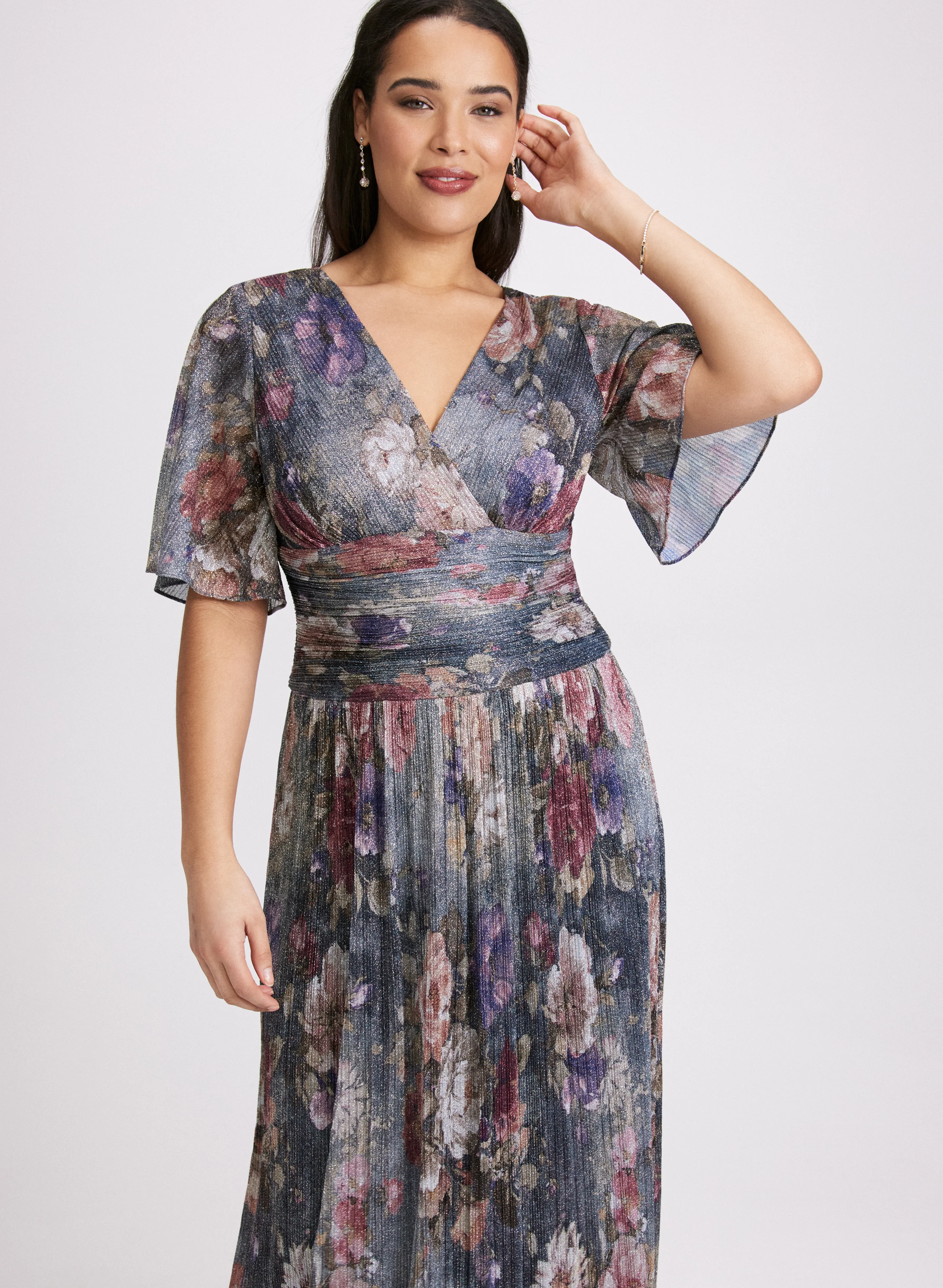 Metallic Floral Dress - Image 4
