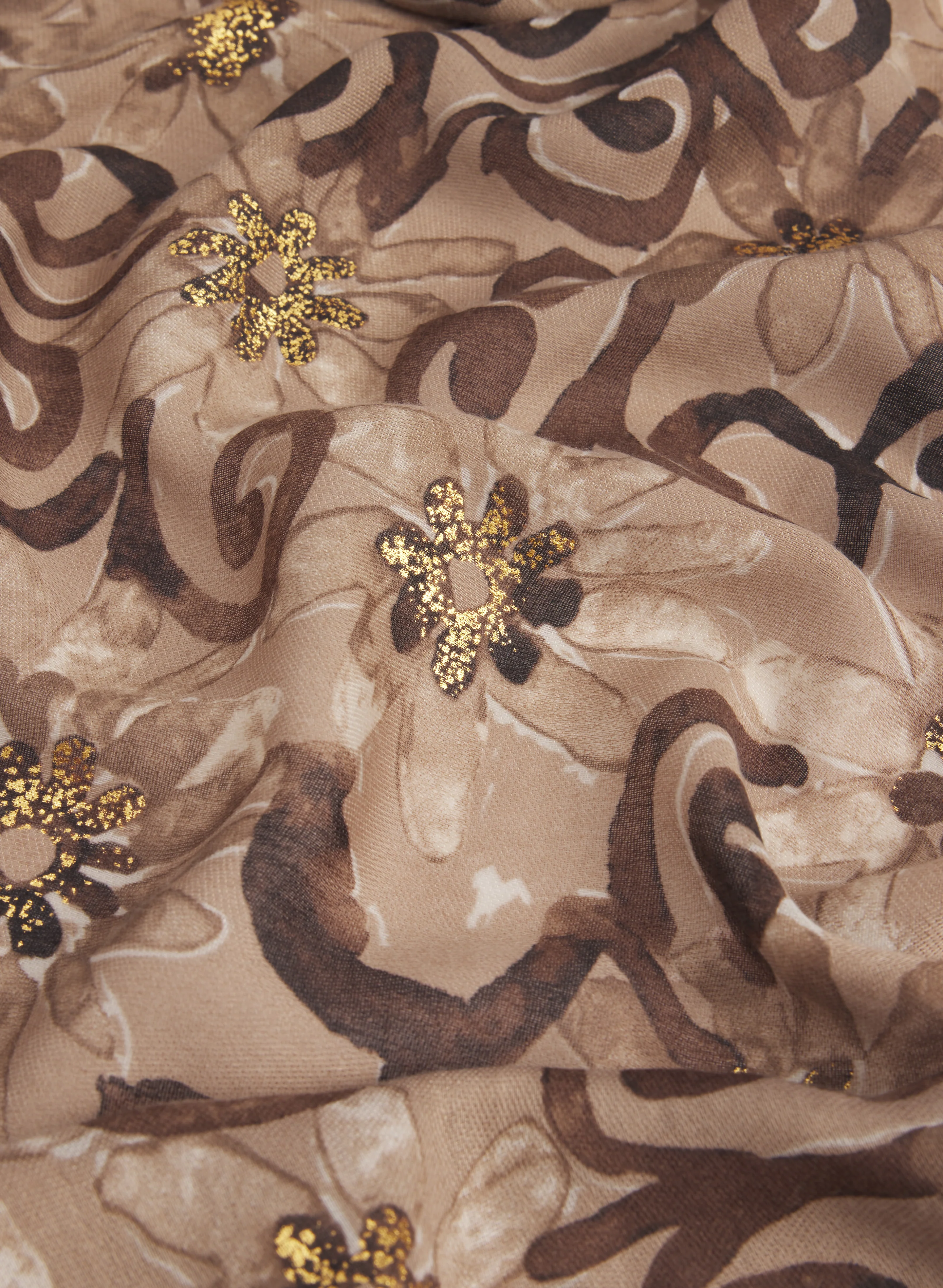 Metallic Floral Print Scarf - Image 2