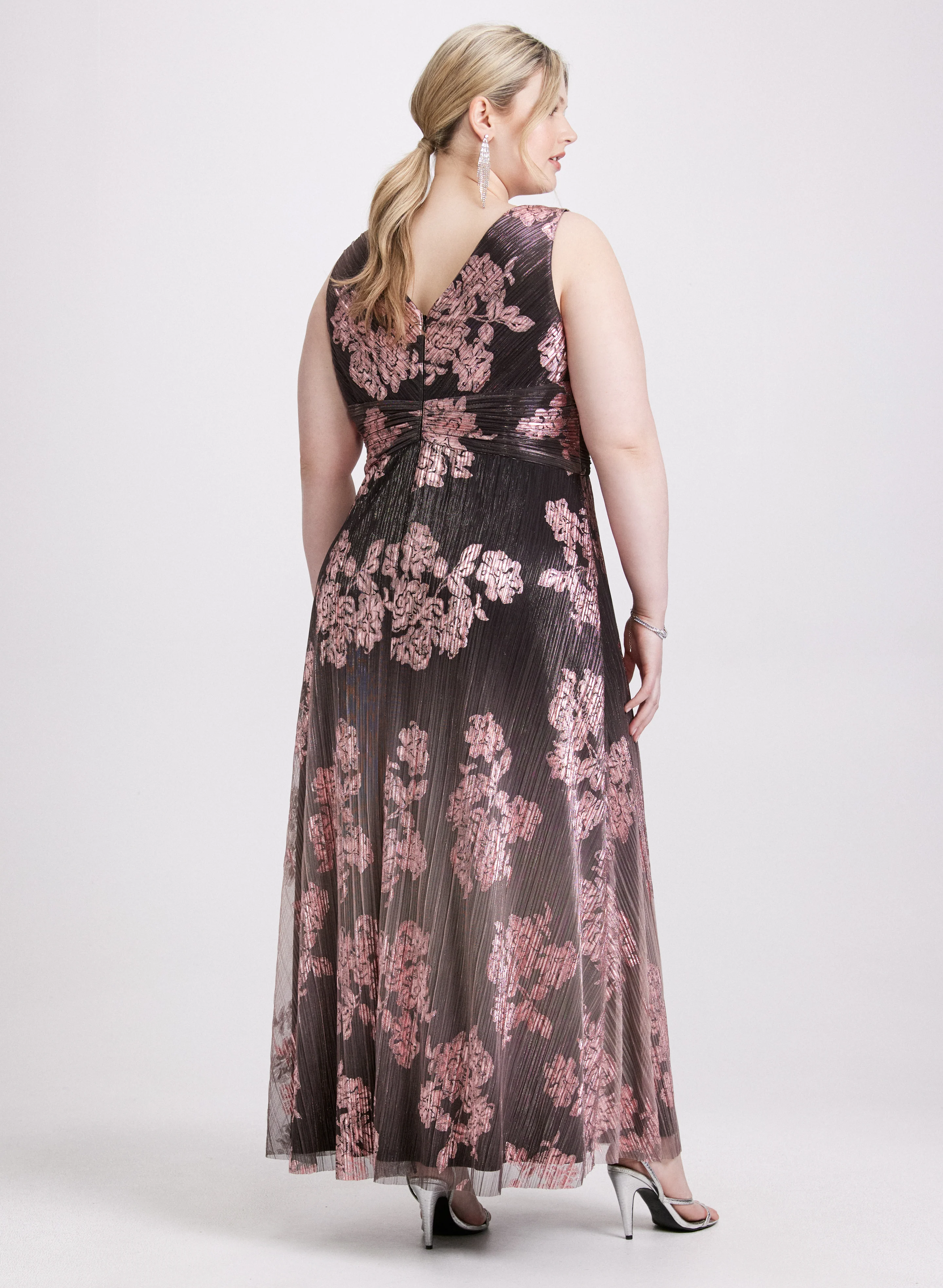 Metallic Pleated Dress - Image 4