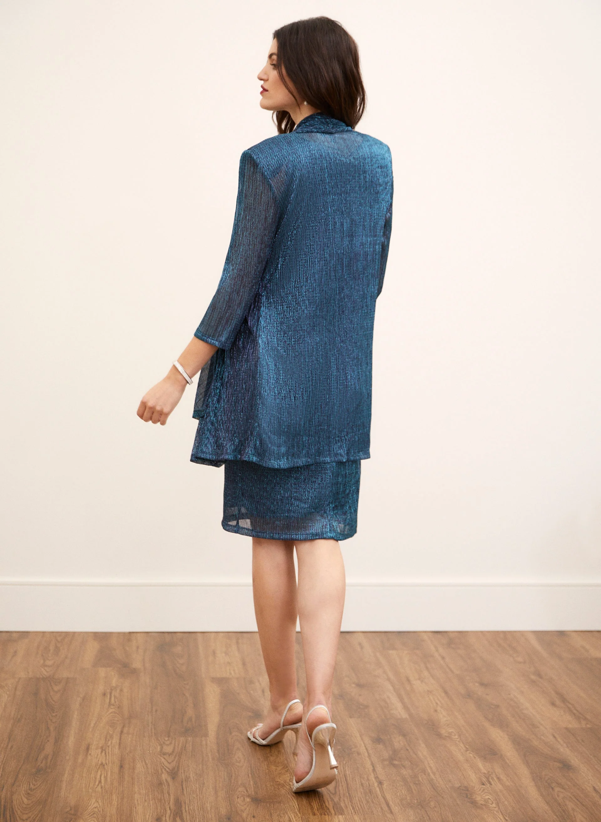 Metallic Plisse Dress & Jacket Set - Image 2