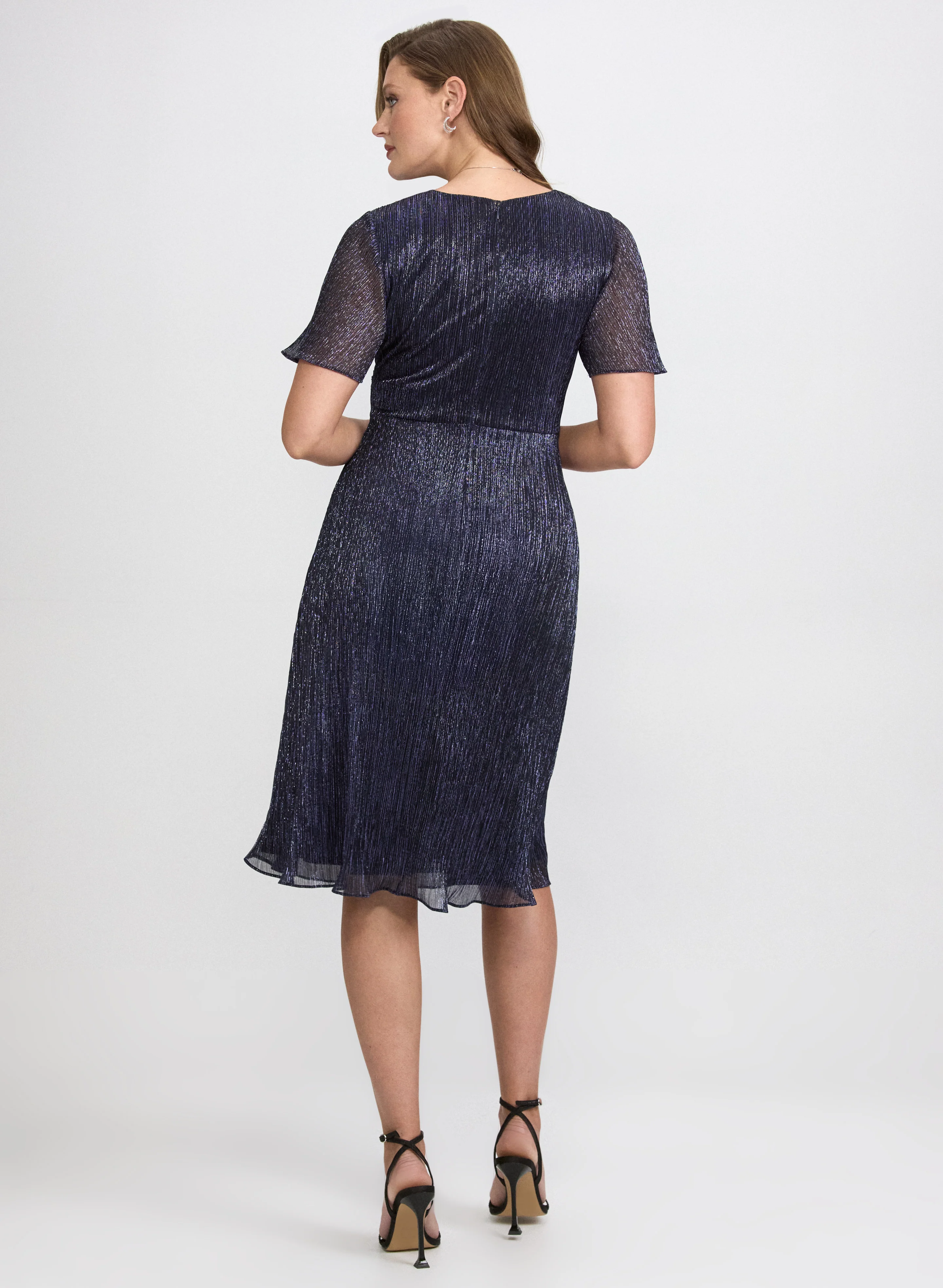Metallic Plissé Dress - Image 4