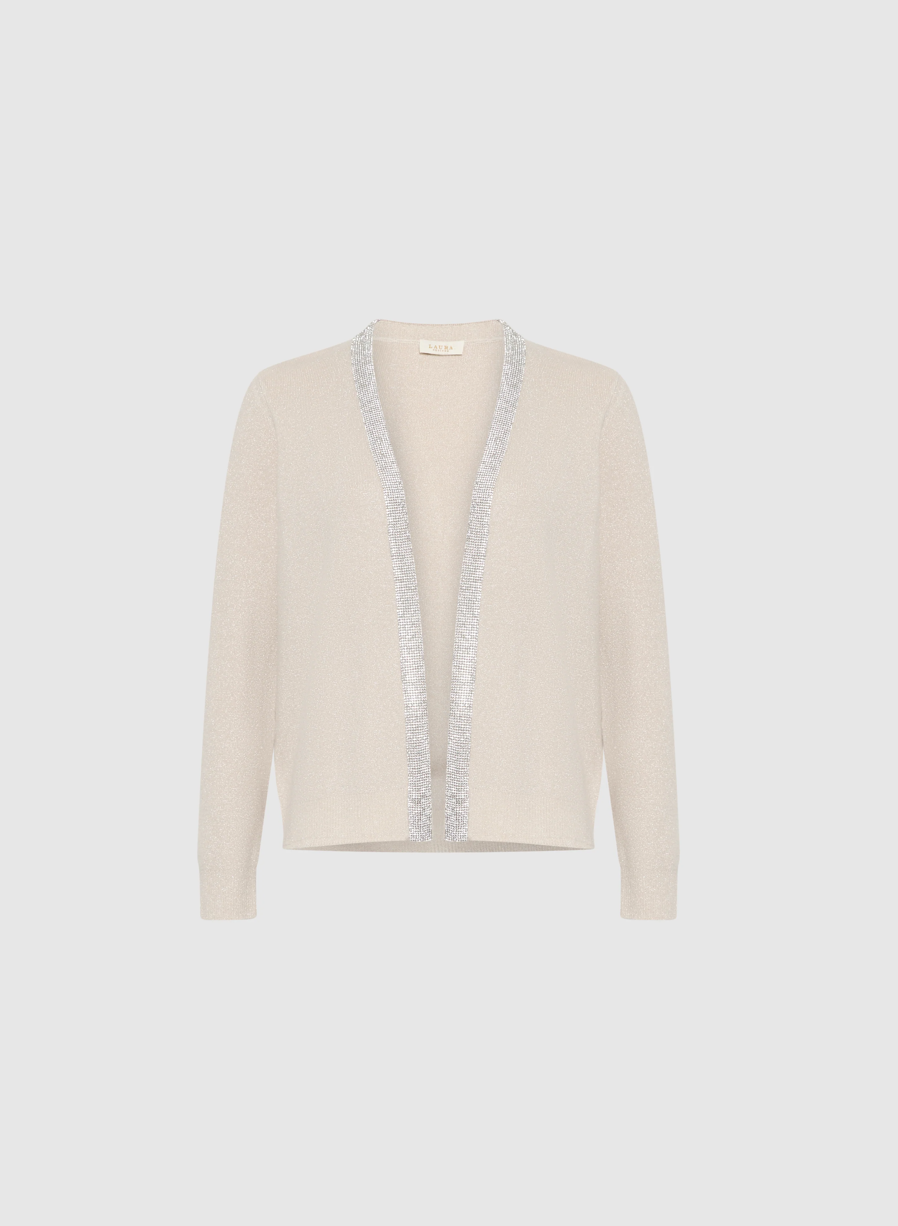 Metallic Rhinestone Trim Cardigan - Image 6