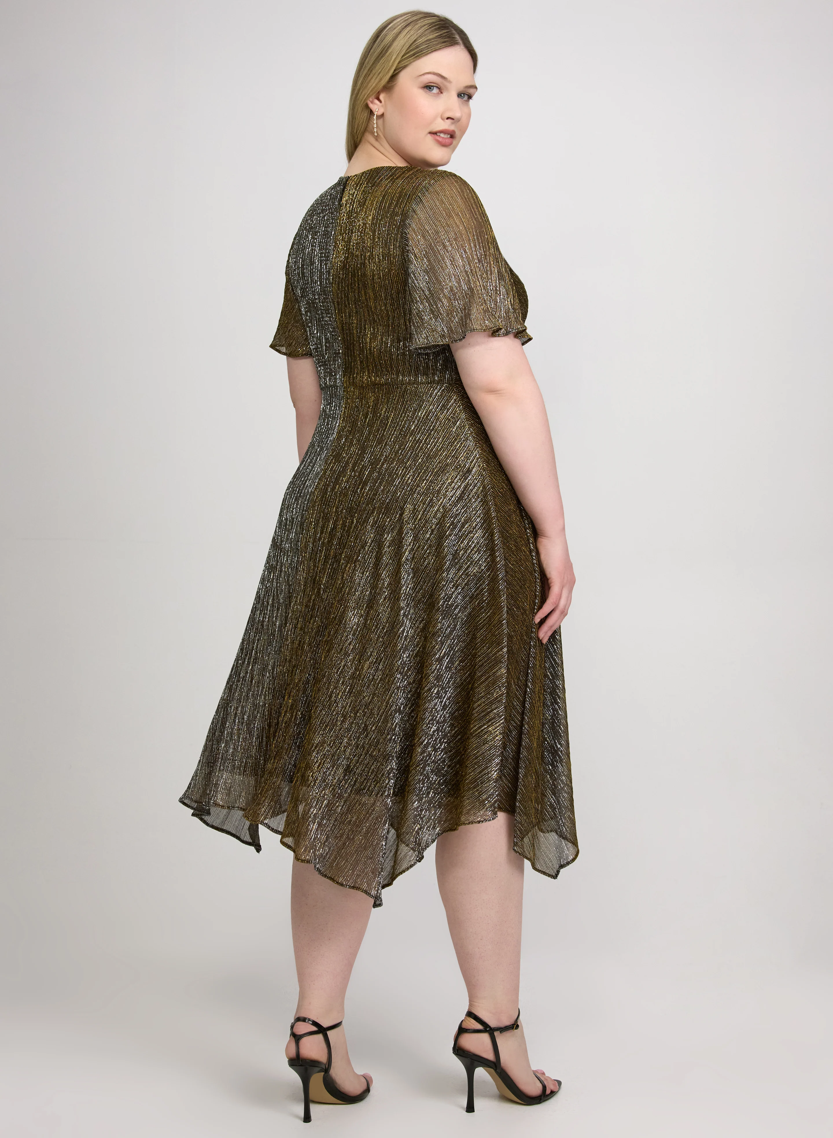 Metallic V-Neck Dress - Image 4