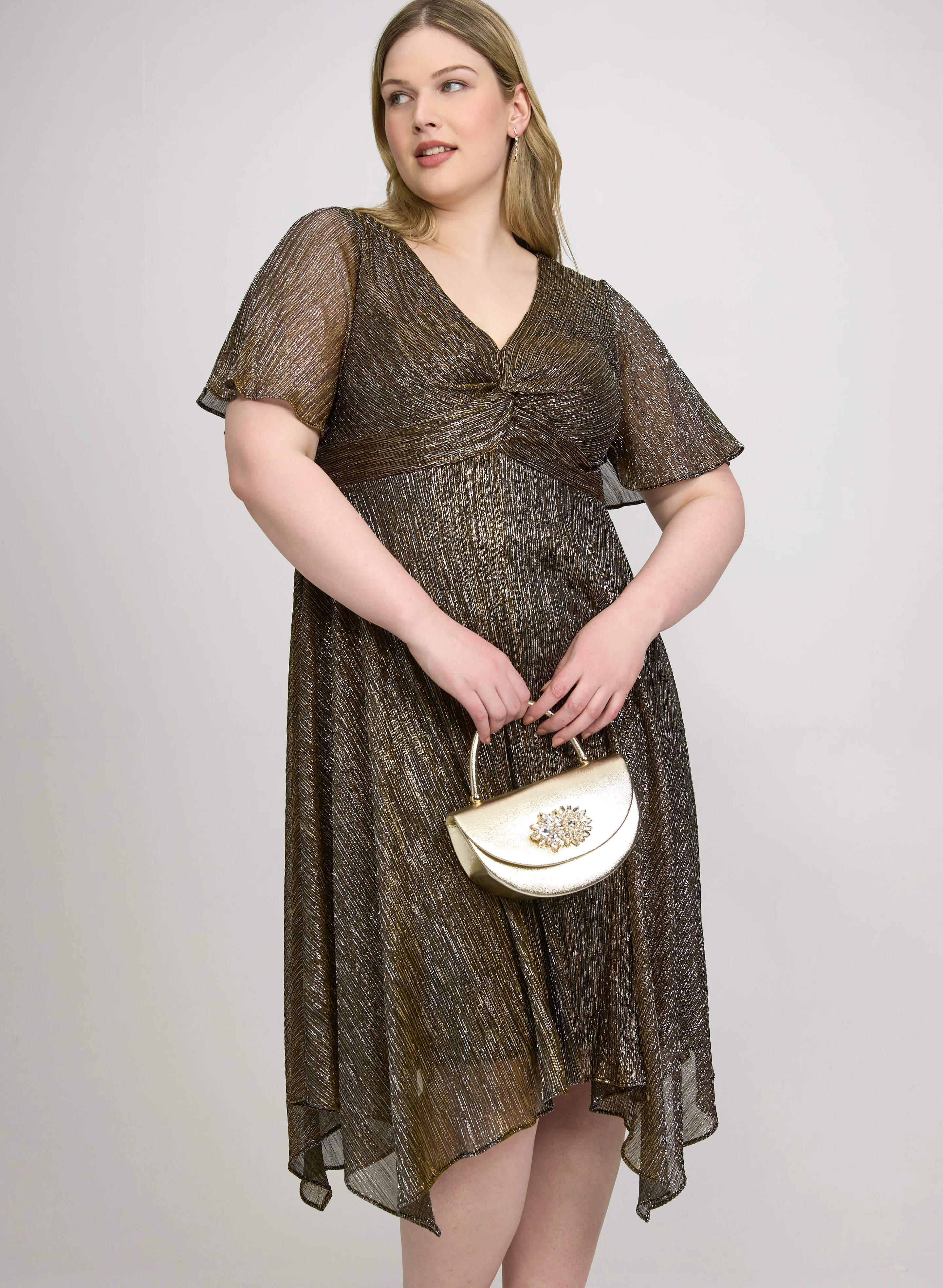 Metallic V-Neck Dress - Image 5