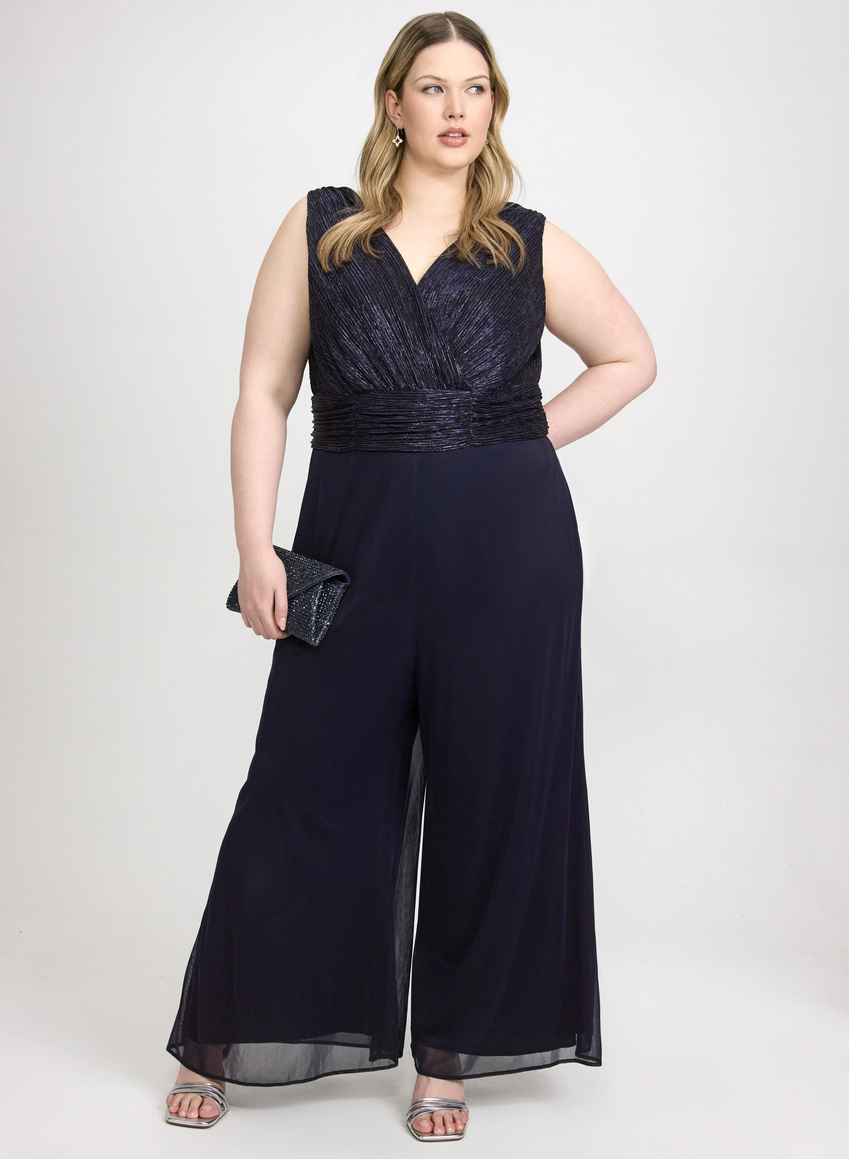 Metallic Wide-Leg Jumpsuit