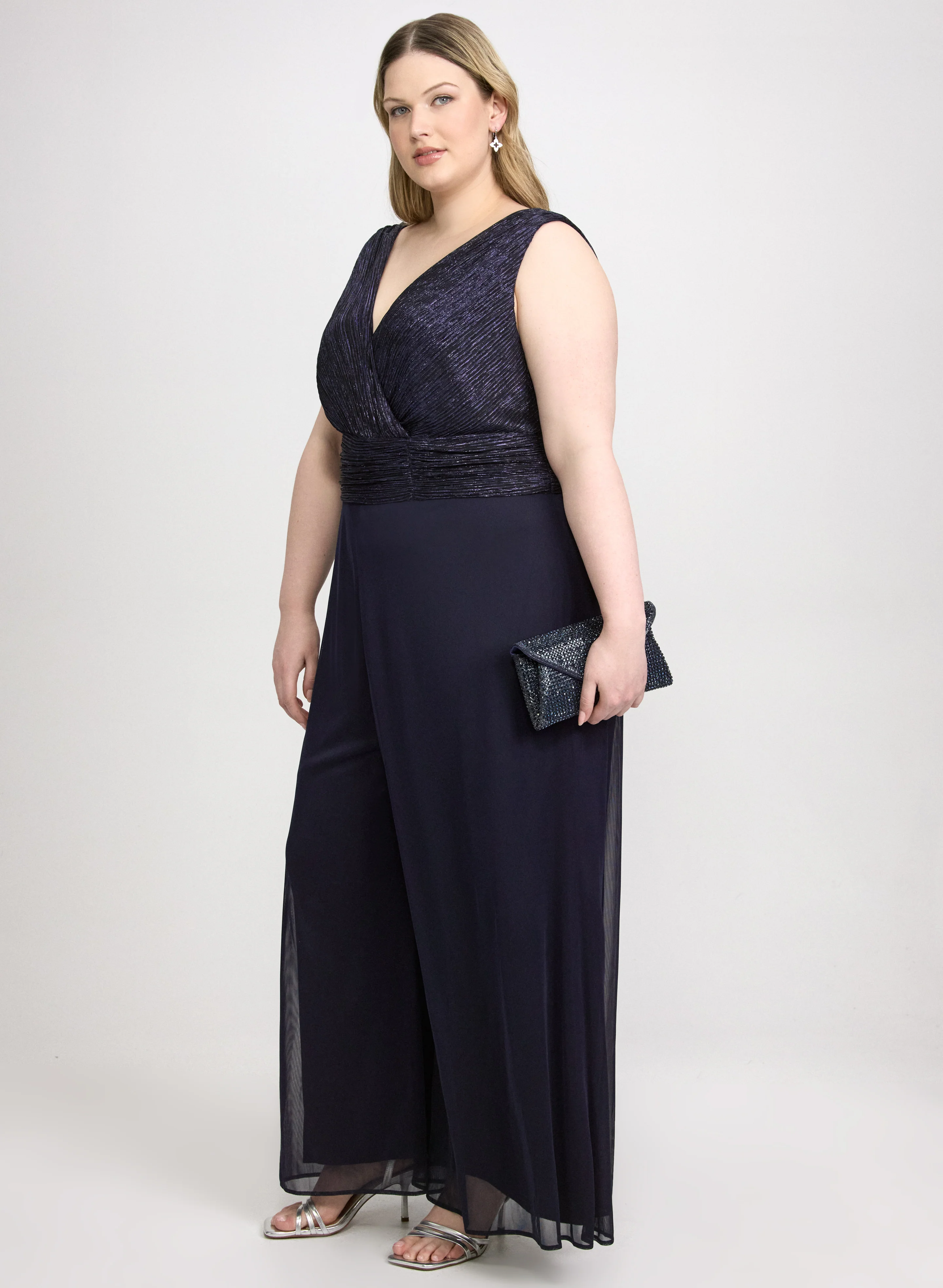 Metallic Wide-Leg Jumpsuit - Image 2