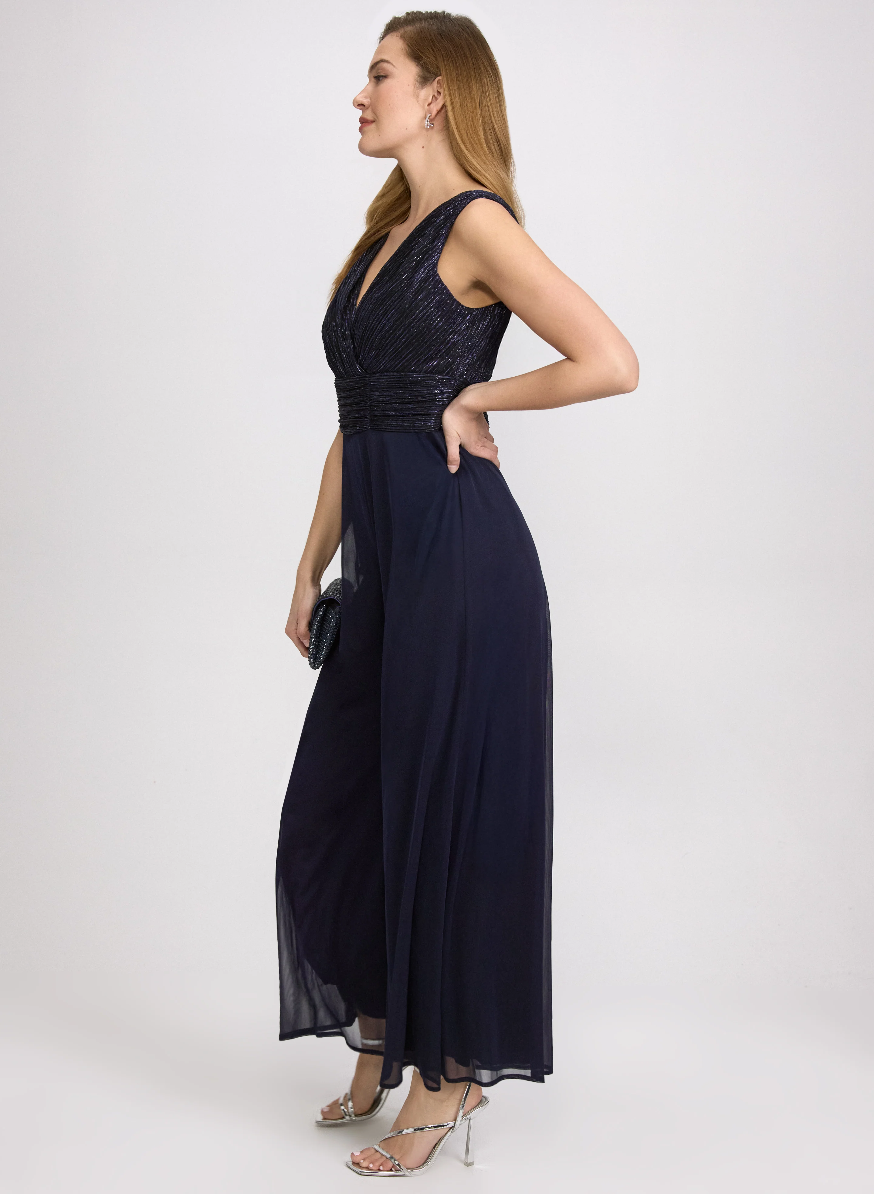 Metallic Wide-Leg Jumpsuit - Image 3