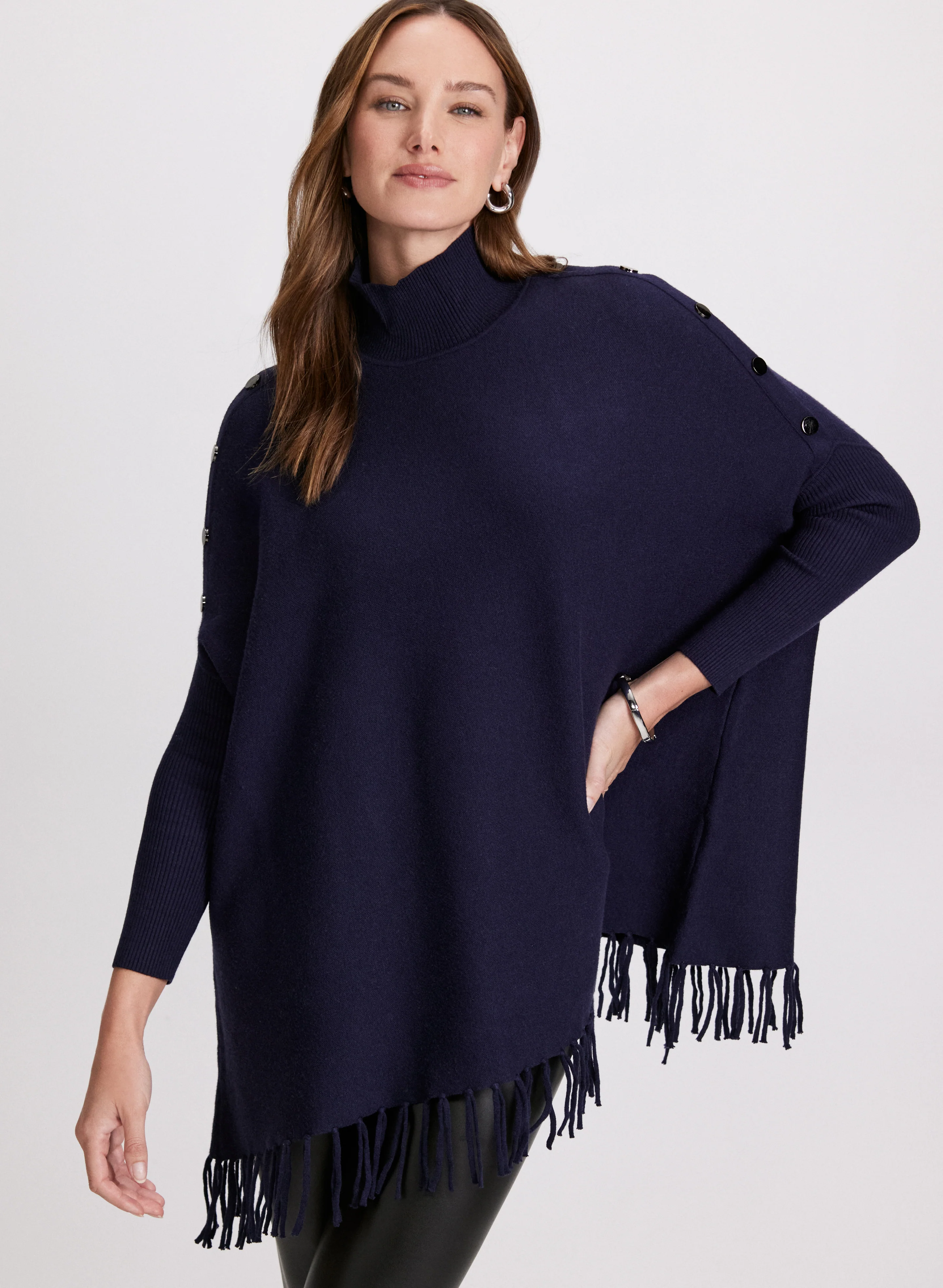 Mock Neck Fringe Detail Sweater - Image 3