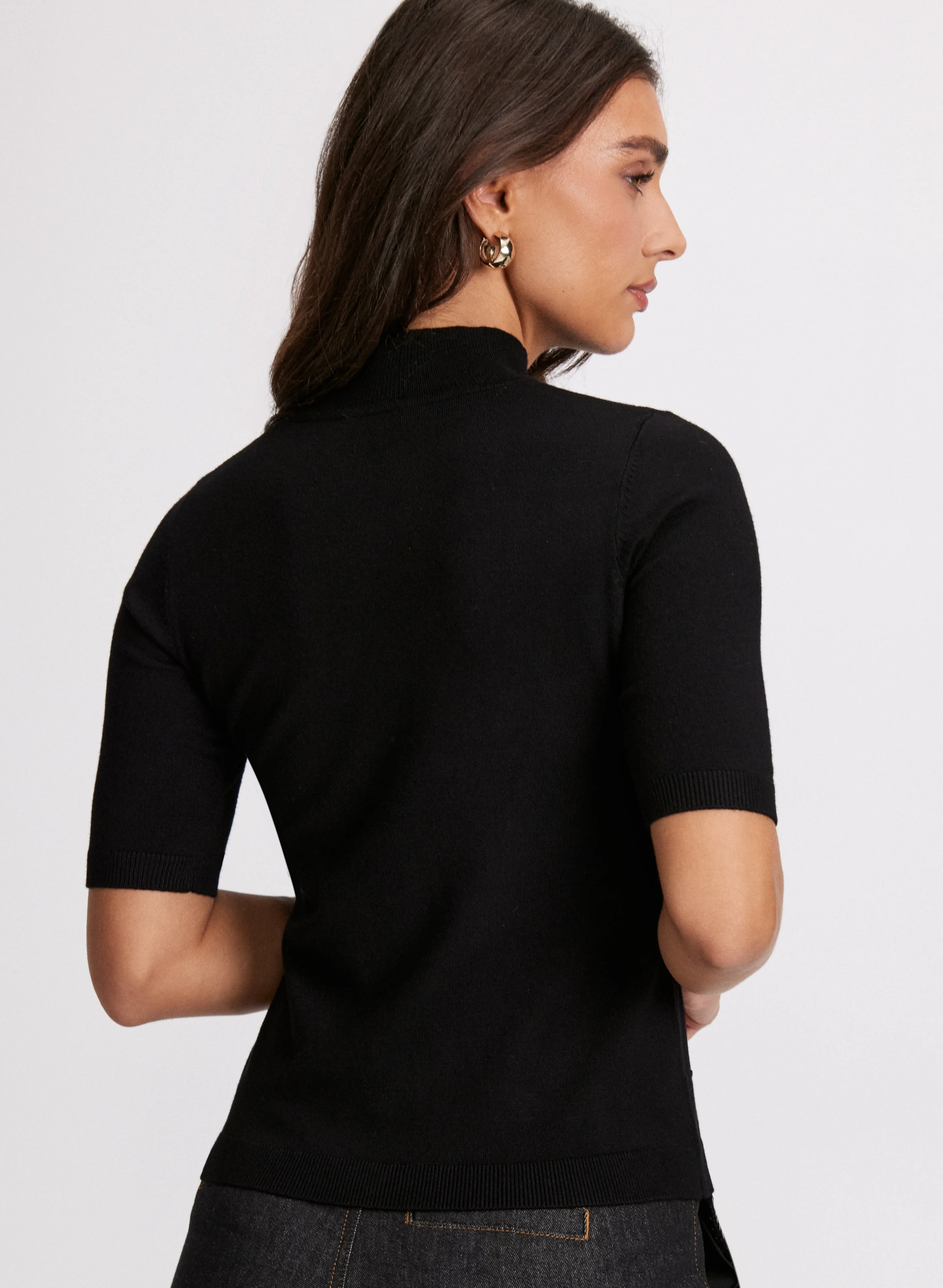 Mock Neck Rhinestone Detail Sweater - Image 4