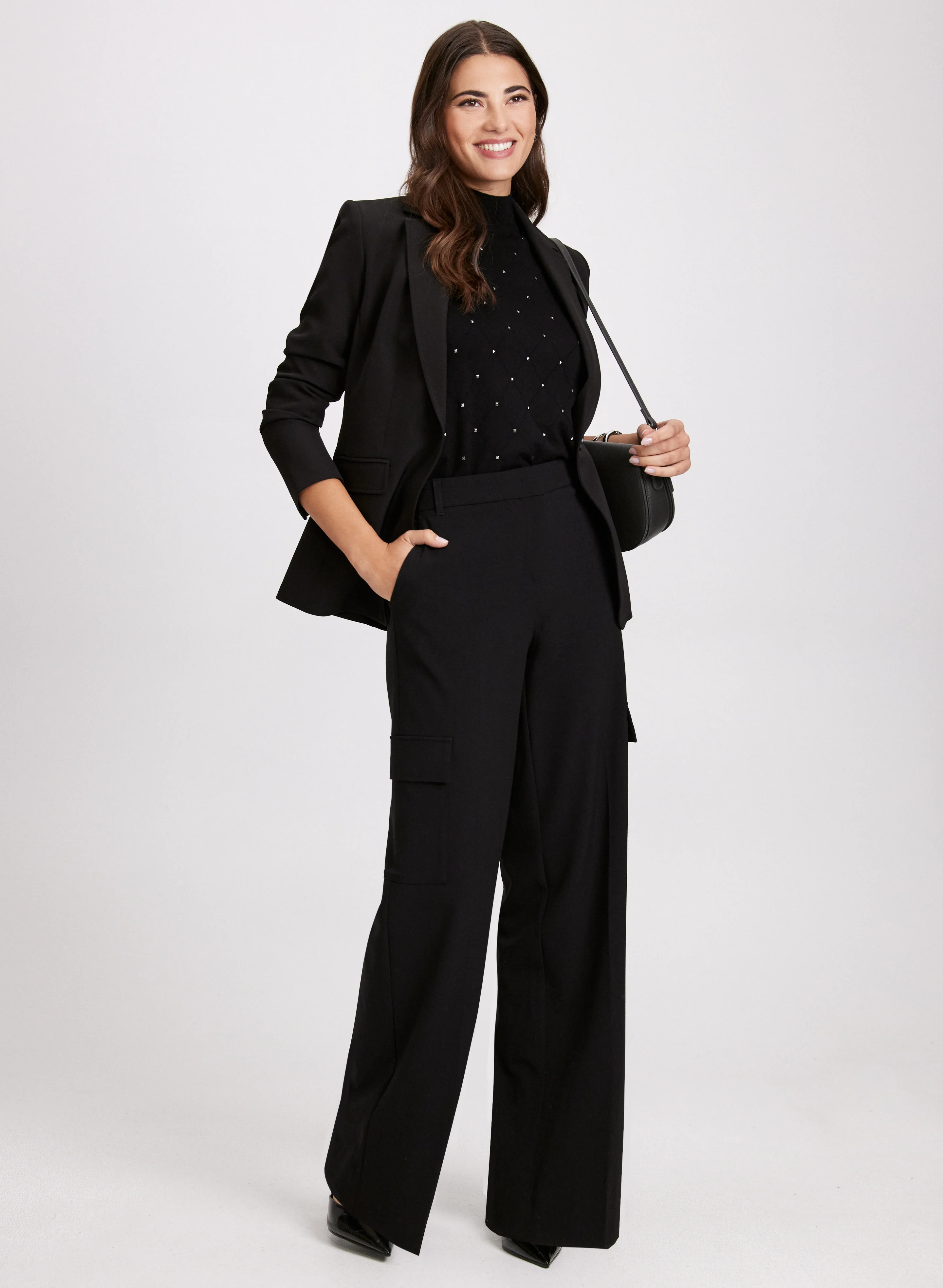 Notched Collar Blazer & Cargo Pants